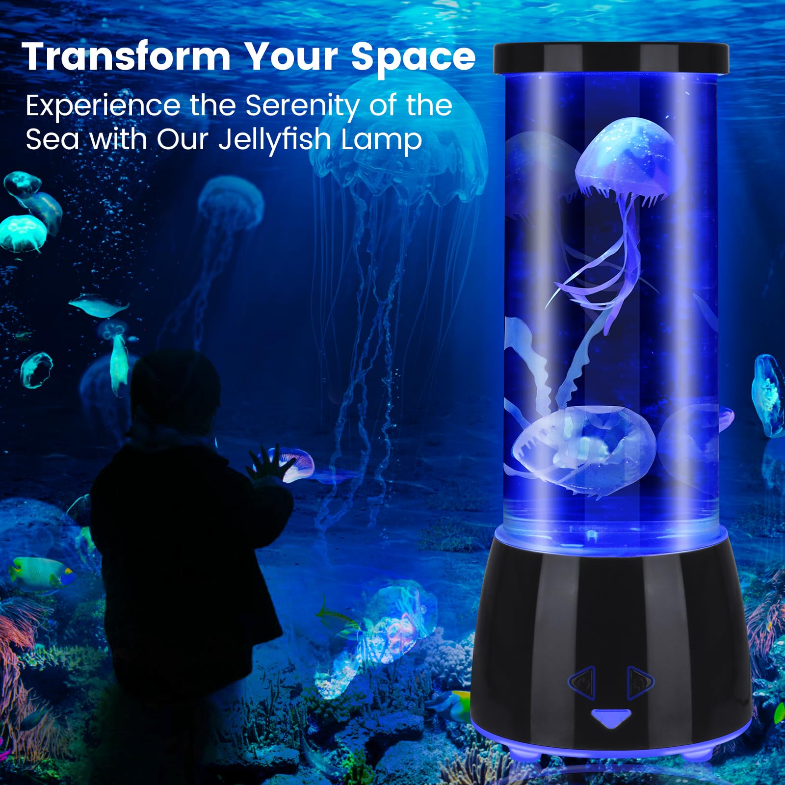 Eadaiylon Jellyfish Lamp 17 Color Changing With 4 Modes, Electric Jellyfish Led Mood Lamp Tank Table Night Light Home Decor For