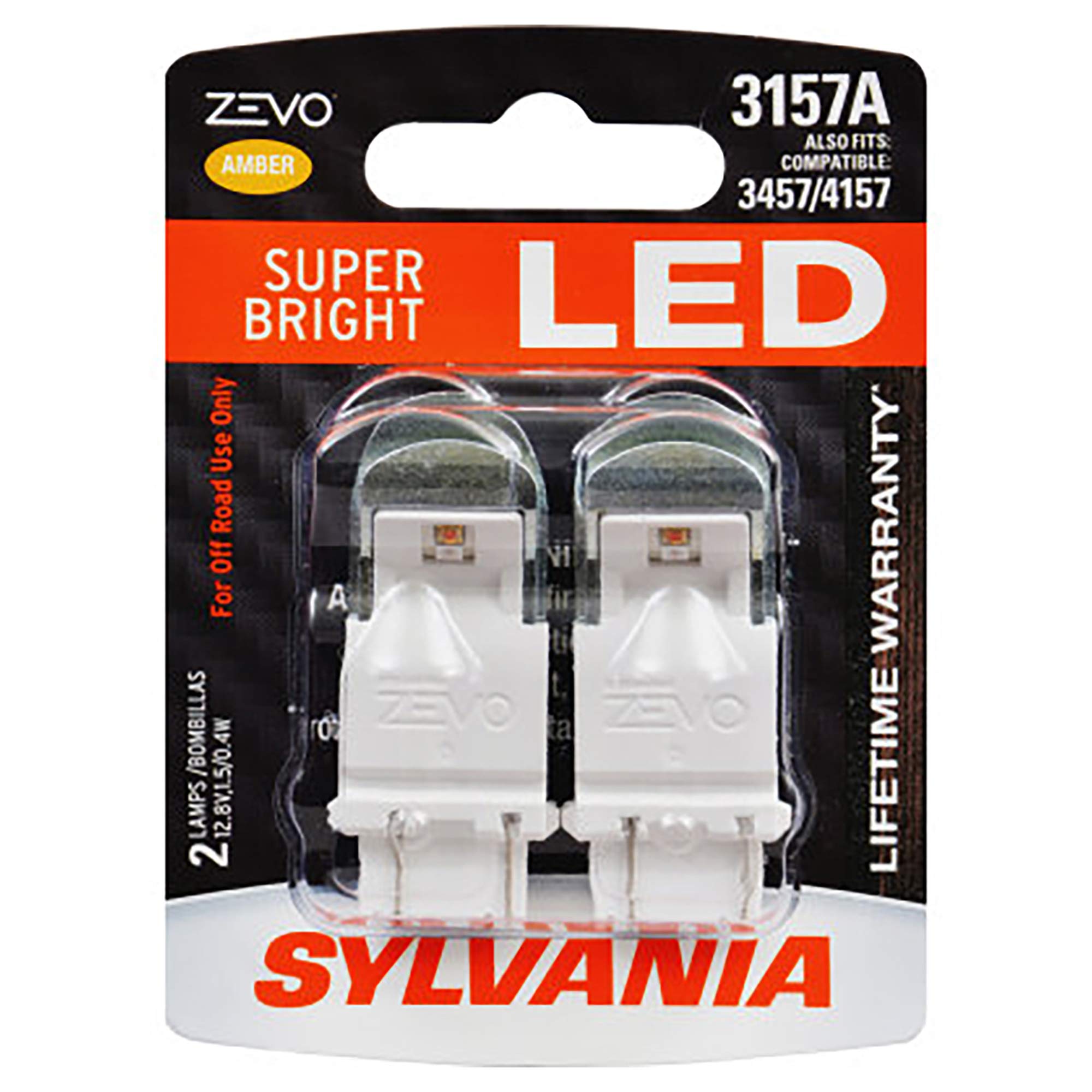 SYLVANIA 3157 ZEVO LED Amber Bulb - 2 Pack, Ideal for Park and Turn Lights