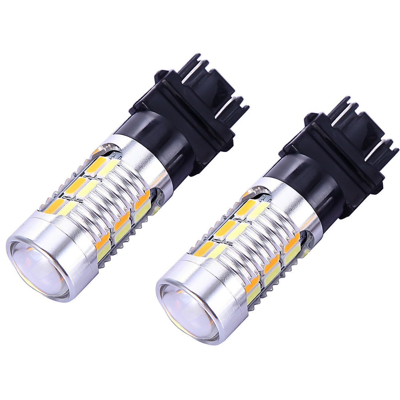 3157 3057 3357 4157 Canbus Turn Signal White Yellow Switchback LED Light Bulbs 22 SMD with Projector, for Standard Socket, Not C
