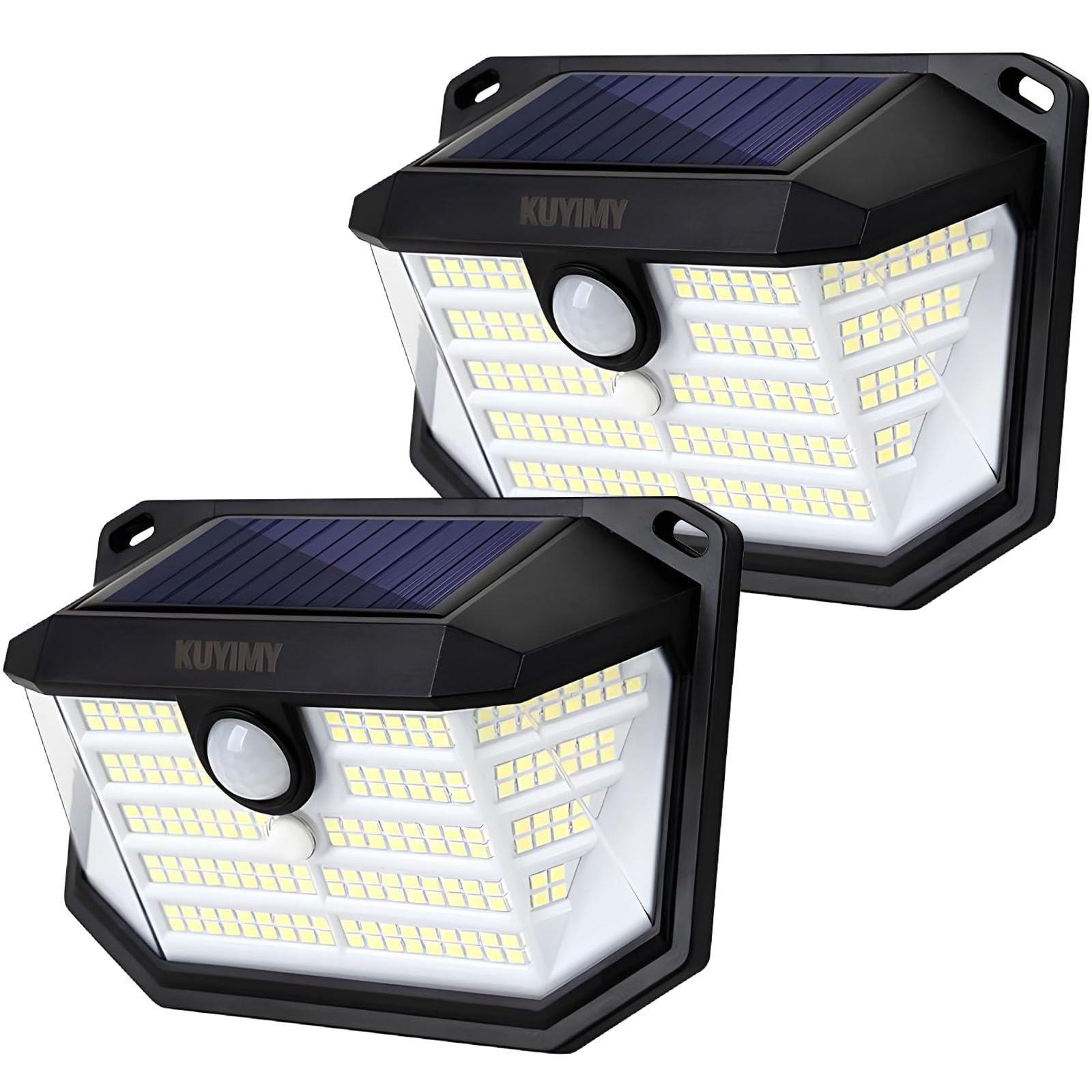 kuyimy Solar Outdoor Lights, 230 LED with Motion Sensor and 3 Modes, IP65 Waterproof, 270 Wide Angle Light, Easy-to-Install Inte