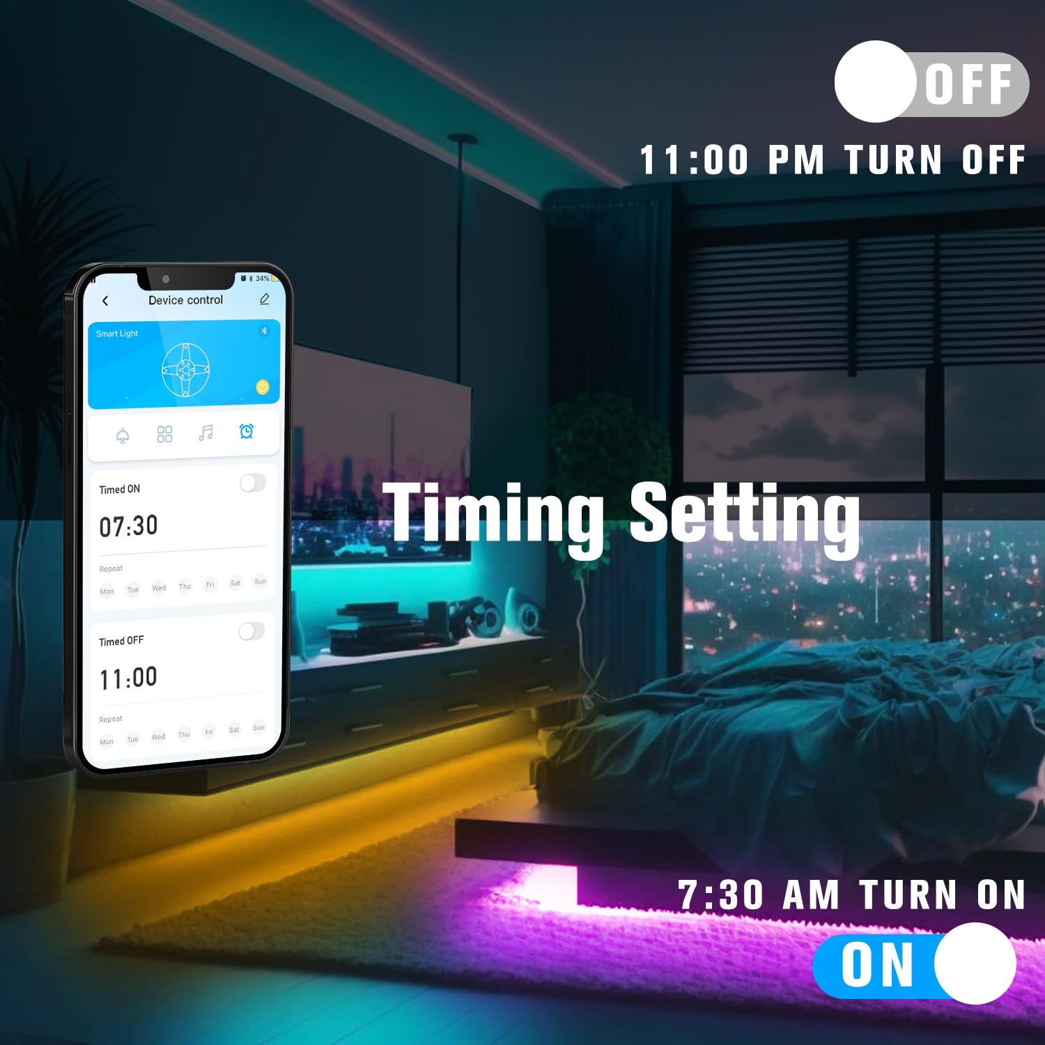 Dalattin Led Lights For Bedroom 130Ft(2 Rolls Of 65.6Ft), Led Lights With Remote&App Control, Color Changing Led Lights For Room
