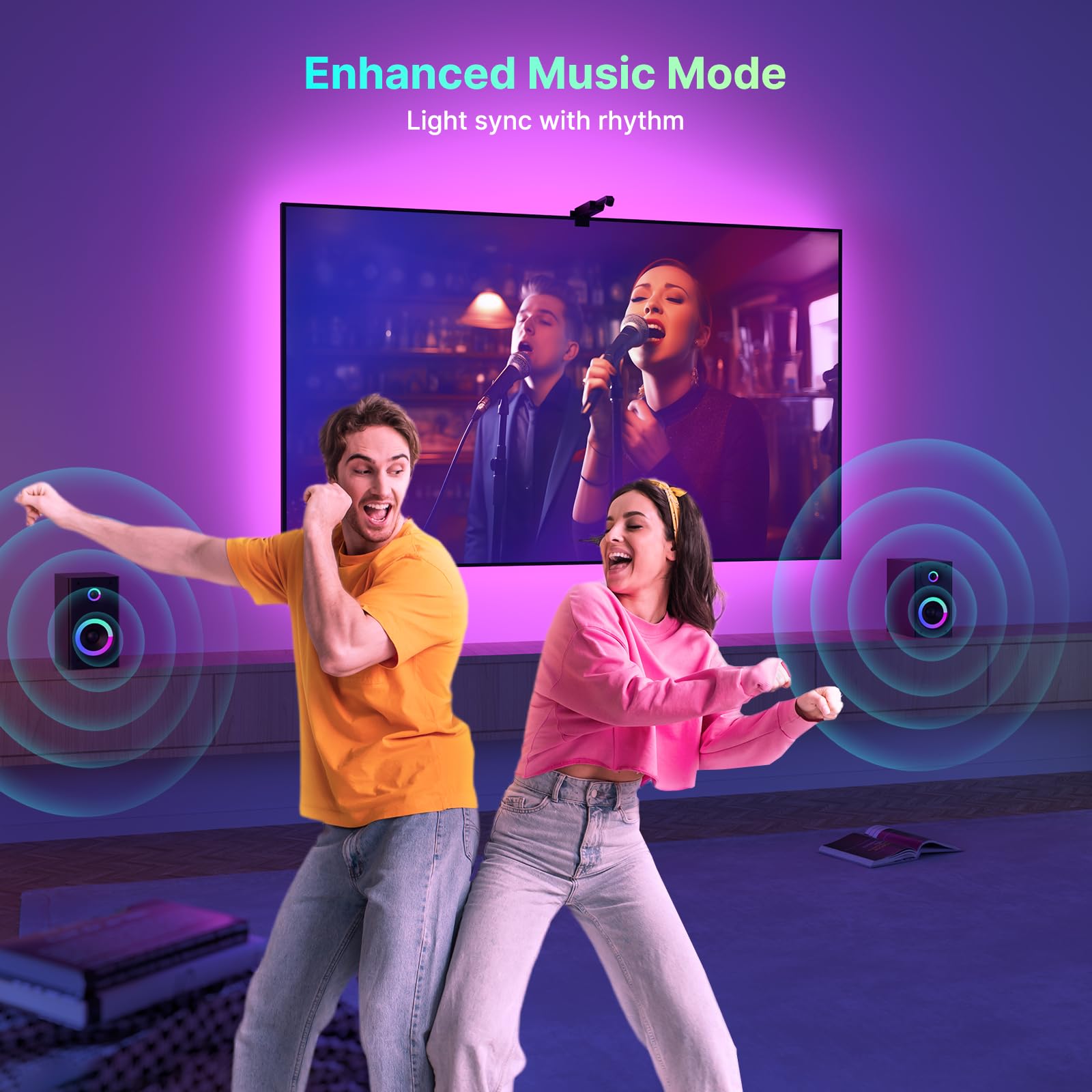 Deerdance Immersive Led Tv Light - Syncs With Screen, Ar Sensor, Rgb, App Control (14.8Ft, 24-100Inch)