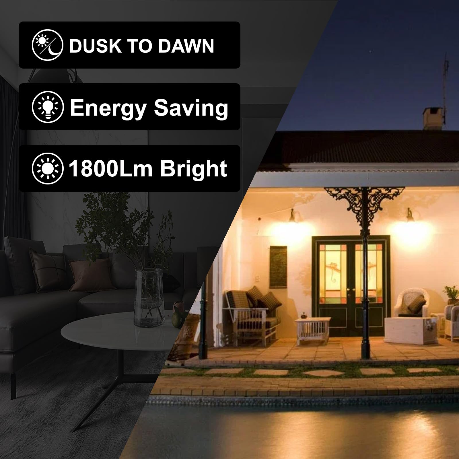 Loxyee 2 Pack Led Par38 Dusk To Dawn Flood Light Bulbs Outdoor ,20W(200W Equivalent) E26 Base Flood Light Bulbs,2700K Daylight 1