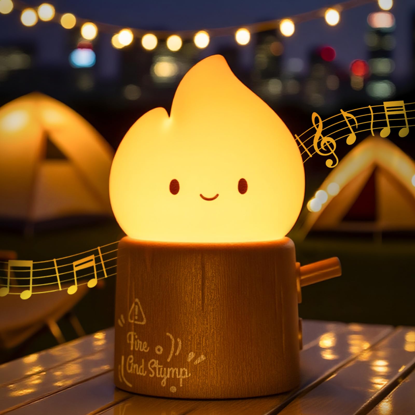 BANDIANCY Cute Silicone Candle with White Noise - Flameless LED Candle with Timer, Flickering Candlelight & Night Light, Soothin