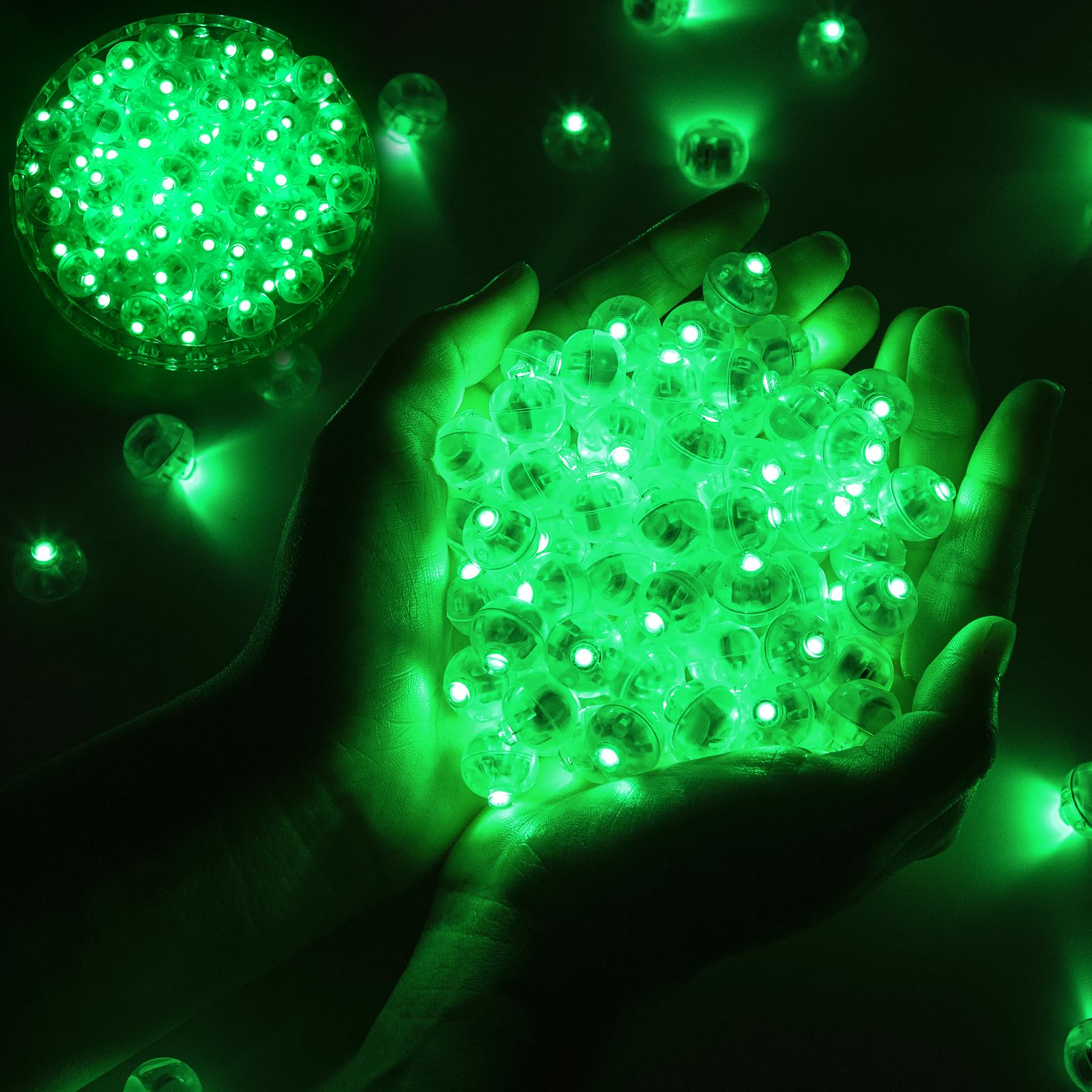 chzk 100pcs Balloon Lights Mini Led Lights Round Long Standby Time Multicolor Ball Light Paper Lantern Balloons Lights for Birthday Party Christmas Halloween Decoration (Green, 100 PCS)