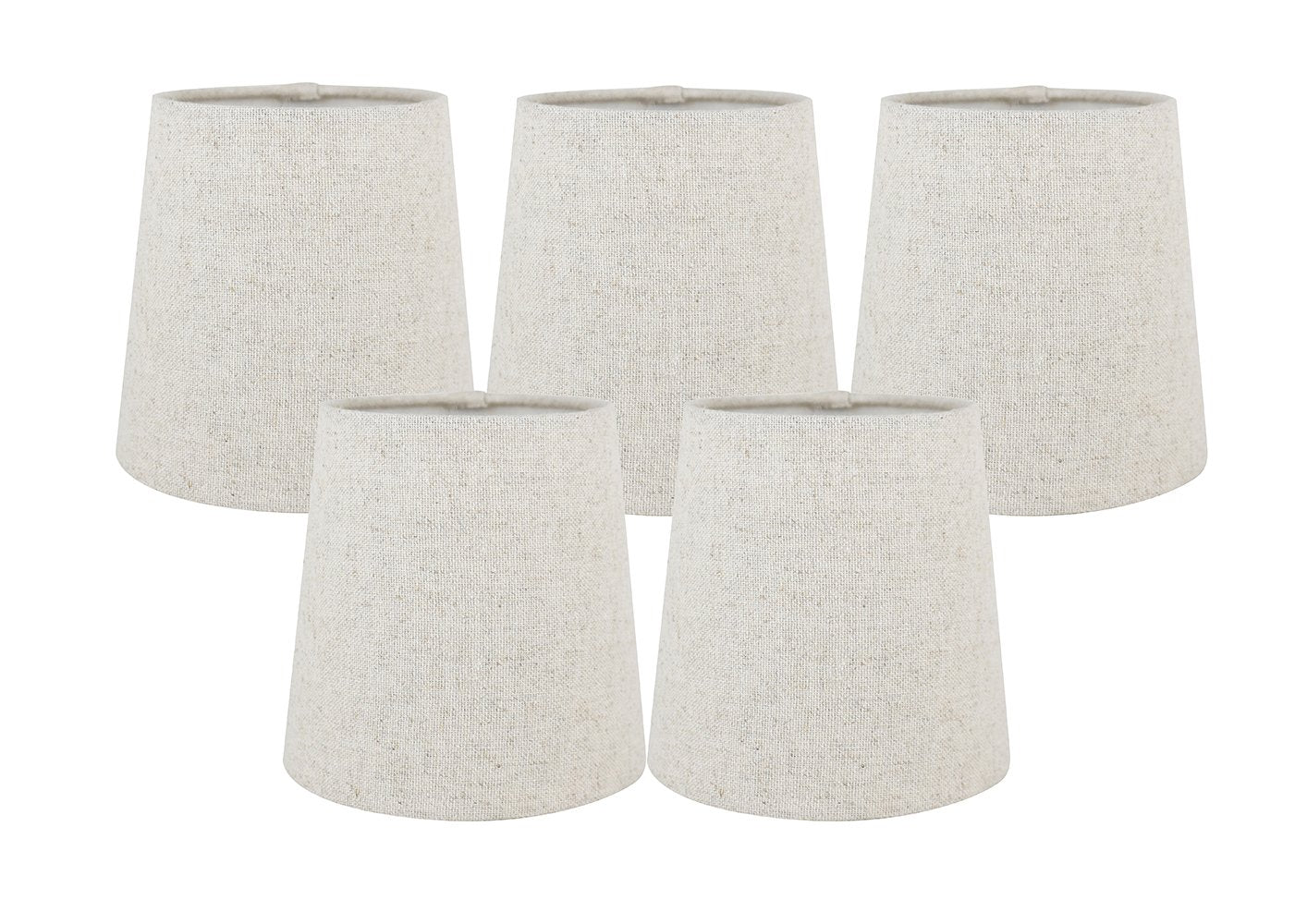 Meriville Set Of 5 Natural Linen Clip On Chandelier Lamp Shades, 4-Inch By 5-Inch By 5-Inch