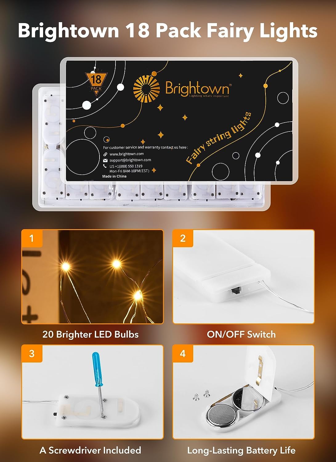 Minetom 18 Pack Fairy Lights Battery Operated - 7ft Mini LED Lights for Crafts DIY Garlands Jars Table Centerpiece Wedding Plant
