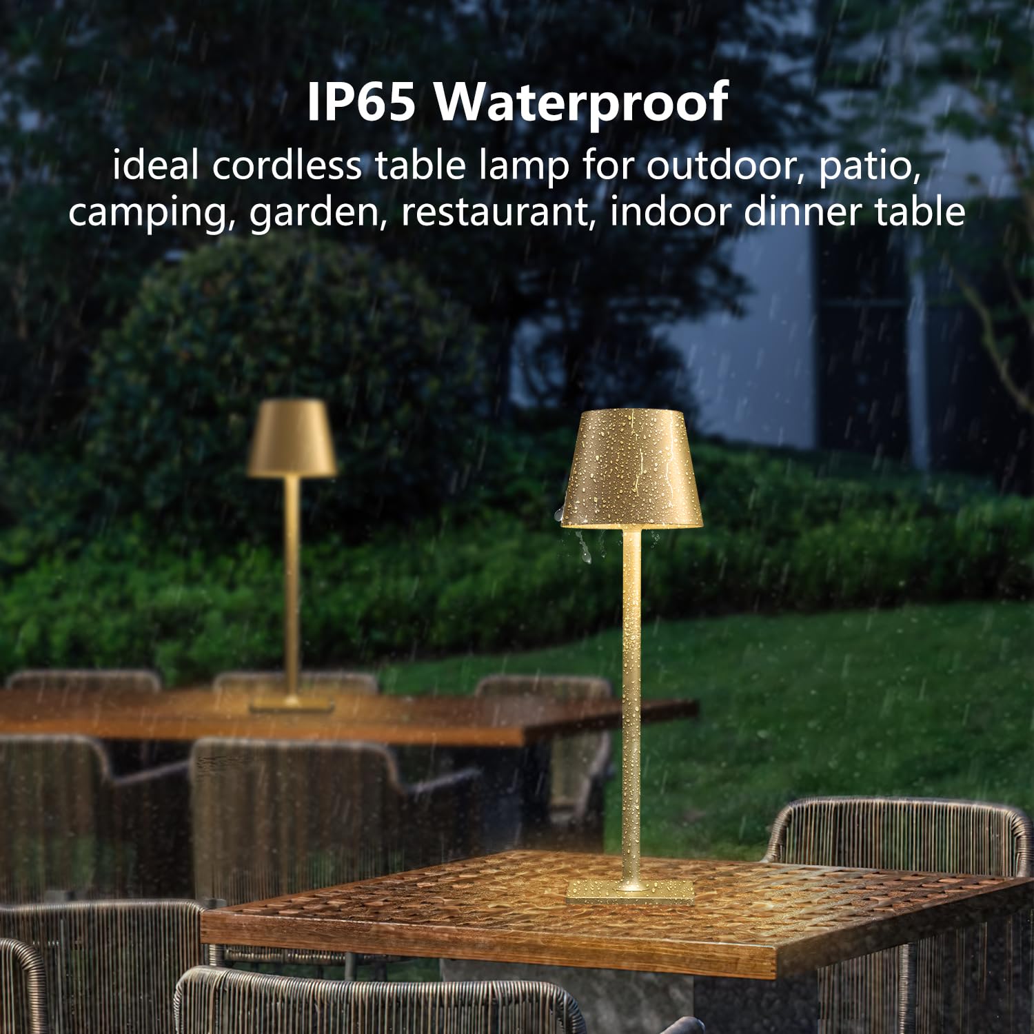 Fizrice 2 Pack Rechargeable Table Lamps Cordless Lamp - 6000Mah Battery Operated Touch Lamp Outdoor Table Lights Waterproof Wire
