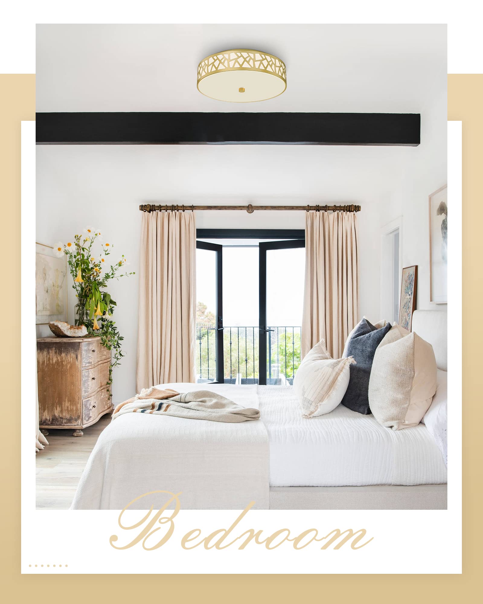 Vicnie 2 Pack Flush Mount 12 Inch Gold Ceiling Light Fixture With Frosted Glass Shade For Hallway, Kitchen, Bedroom, Foyer, Entr