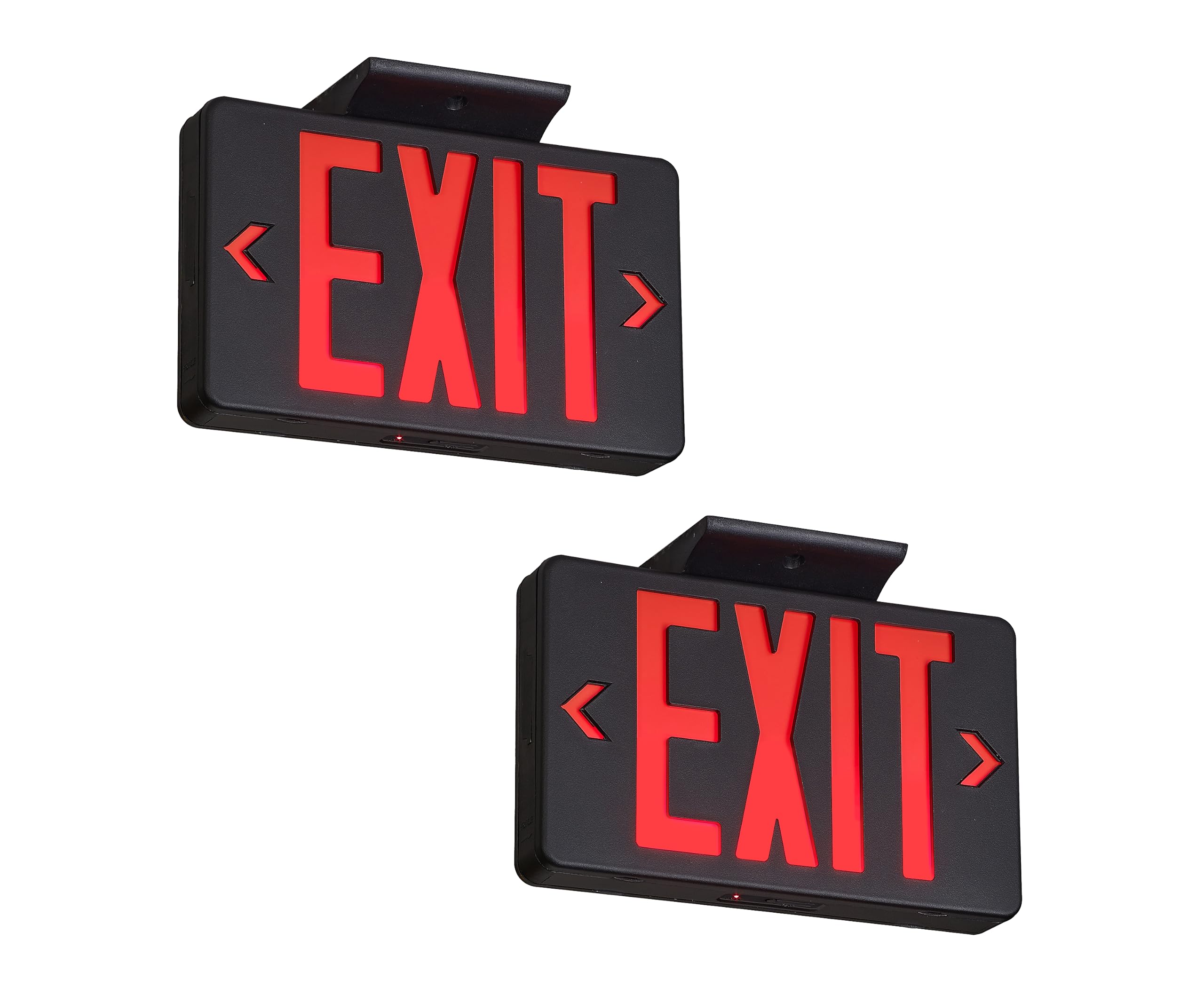 GZRUIYANG Red Exit Sign With Black Housing, LED Emergency Light With Battery Backup, UL Listed, AC 120/277V, Commercial Lights f