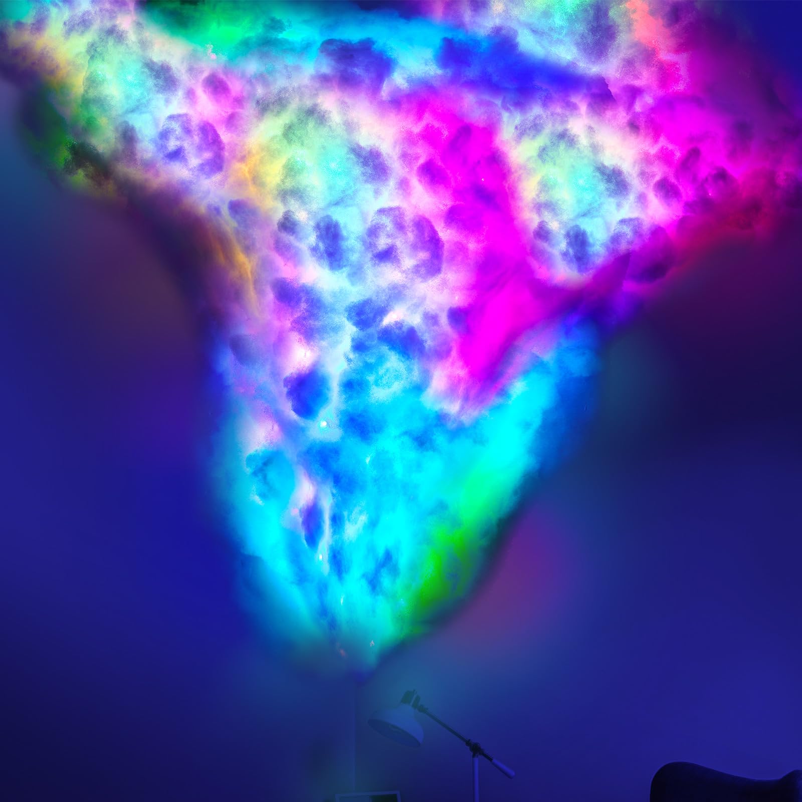 Huquary 3D Thundercloud LED Light Kit, Cotton, Music Sync, 32 Ft, Multicolor, Model 1, DIY Atmosphere Lamp for Bedroom and Gaming Room