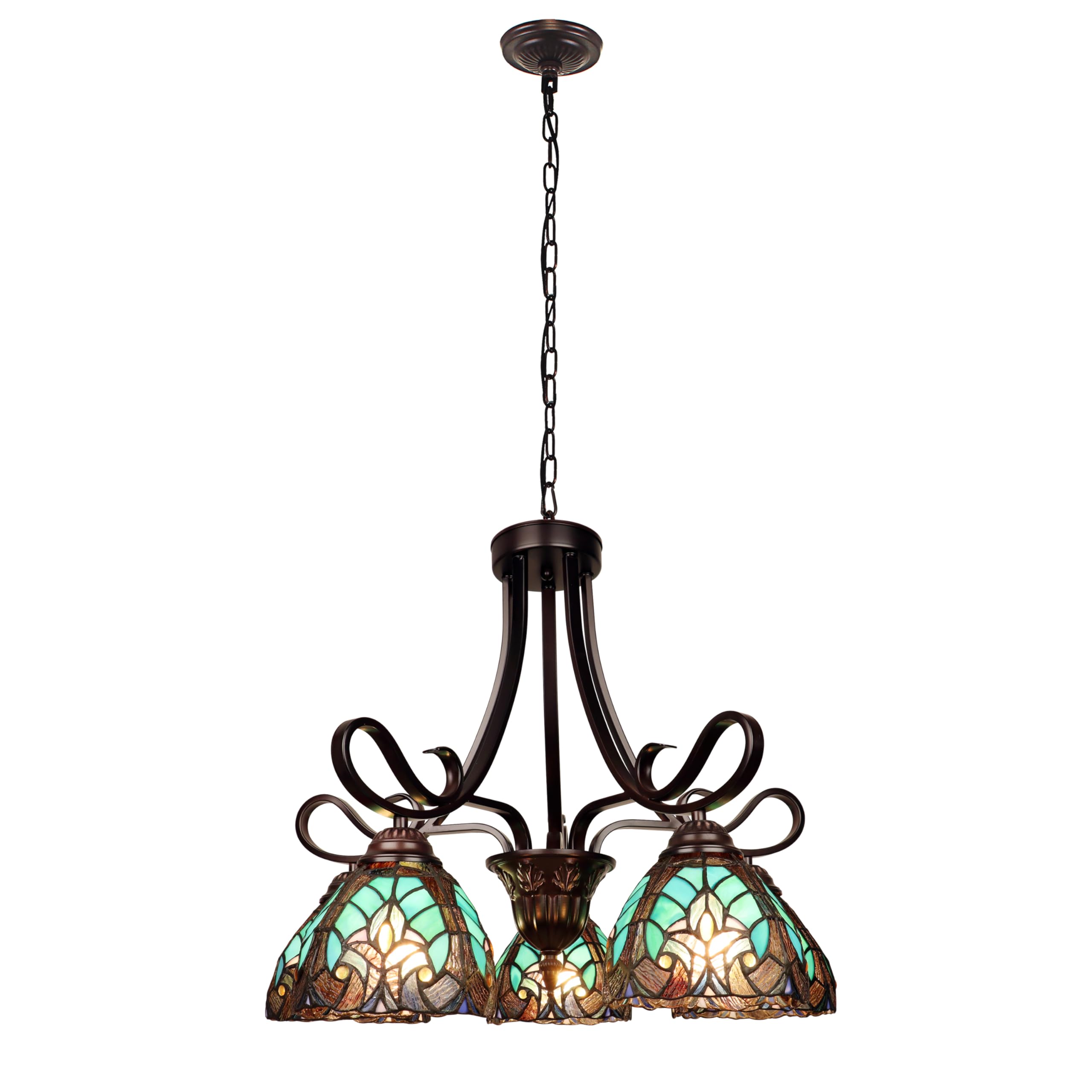 Chloe Lighting Victorian-Style 5-Light Chandelier, Antique Dark Bronze Finish, 25in Wide, Multicolor, Model CH18780VG25-DD5