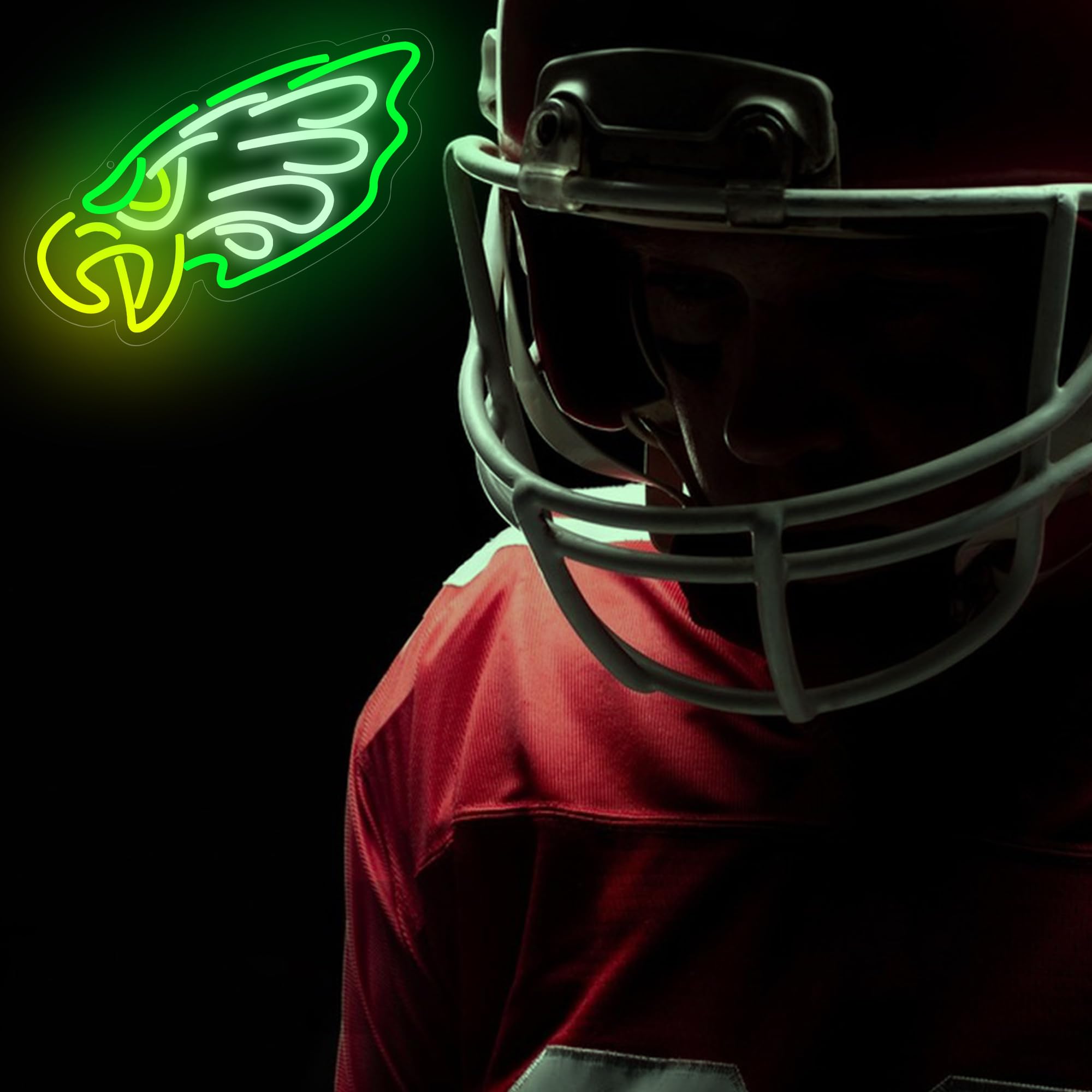 Brineon Football Neon Sign - Green LED Wall Decor, 16.5x7.4in Acrylic Light - Perfect for Man Cave, Bedroom, Party, Club, Bar