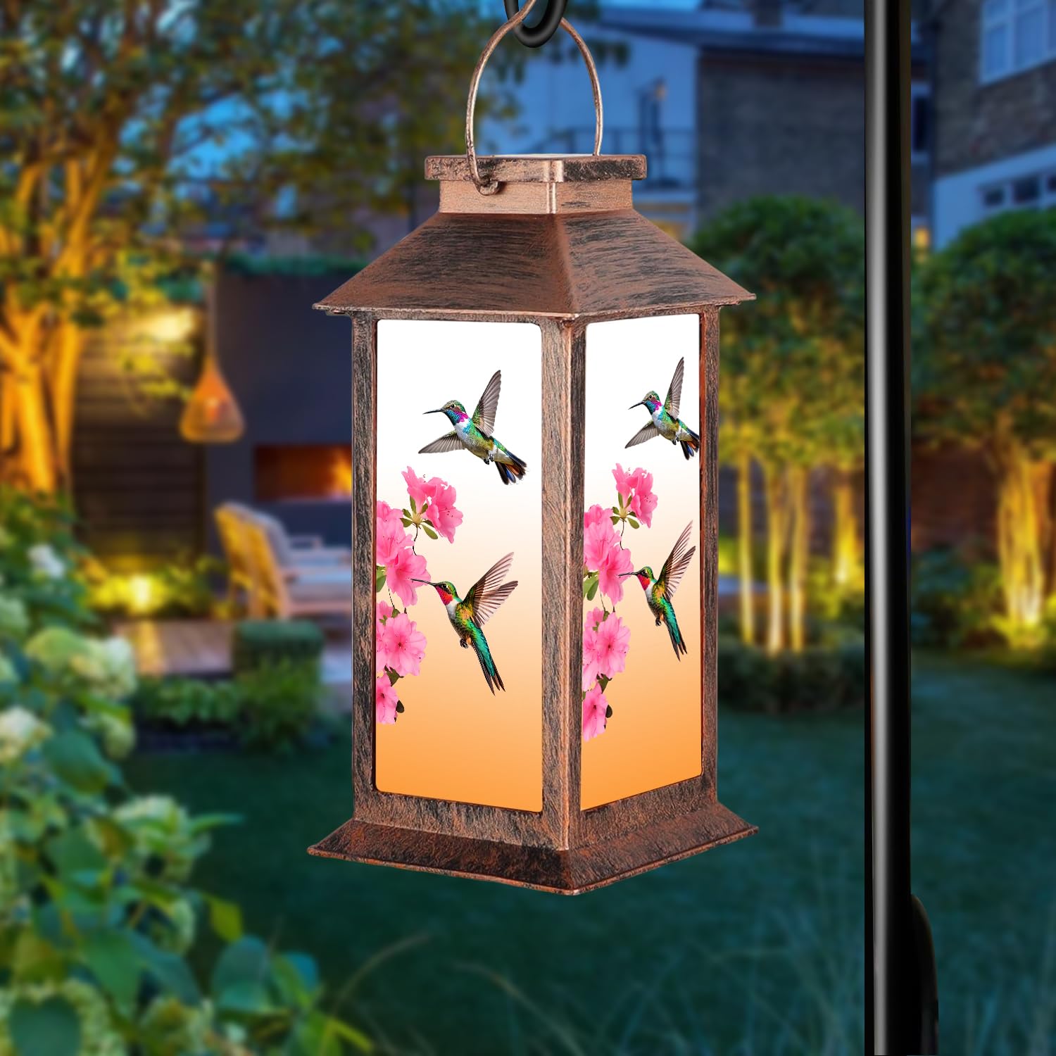 Solar Lanterns Outdoor Waterproof Hummingbird, Garden Decor Birthday Gifts for Women Mom Grandma Sister, Hanging LED Plastic Sol