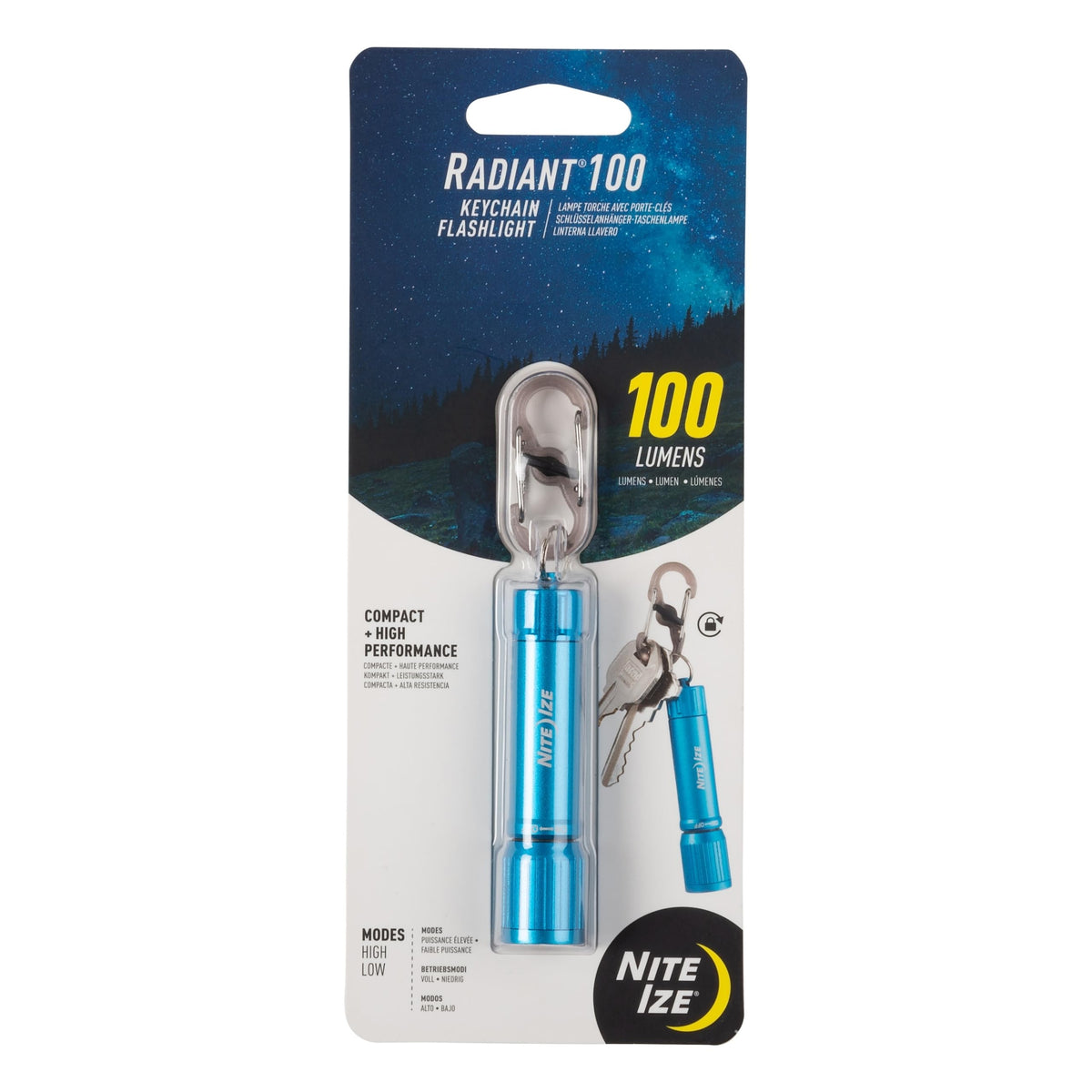 Nite Ize Radiant 100 Keychain Flashlight - Waterproof Mini Keychain Flashlight With Bright 100 Lumen Light - Waterproof Flashlight For Backpacks And Keys - Keychain Flashlight - Blue