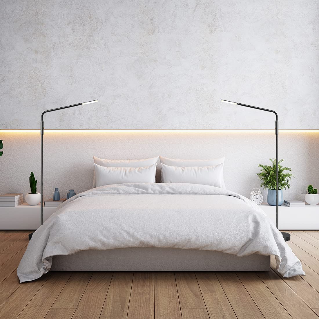 OBright Dimmable LED Floor Lamp, Adjustable Color Temperature, Gooseneck, Black, Model OB-FL11D