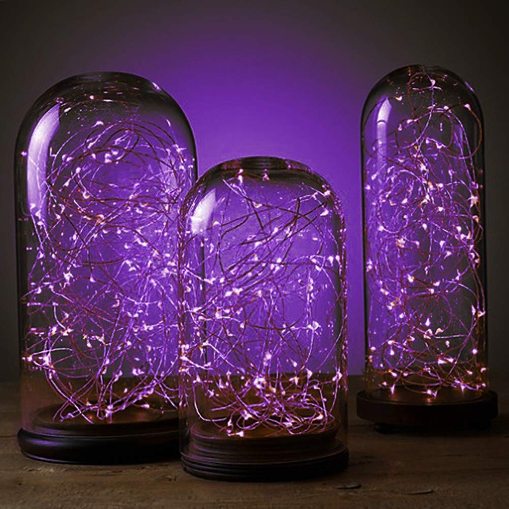 Twinkle Star 2 Pack Halloween Fairy Lights Battery Operated, 33 Ft 100 Led String Lights Remote Control Timer Twinkle String Lights 8 Modes Firefly Lights For Garden Party Indoor Decor, Purple