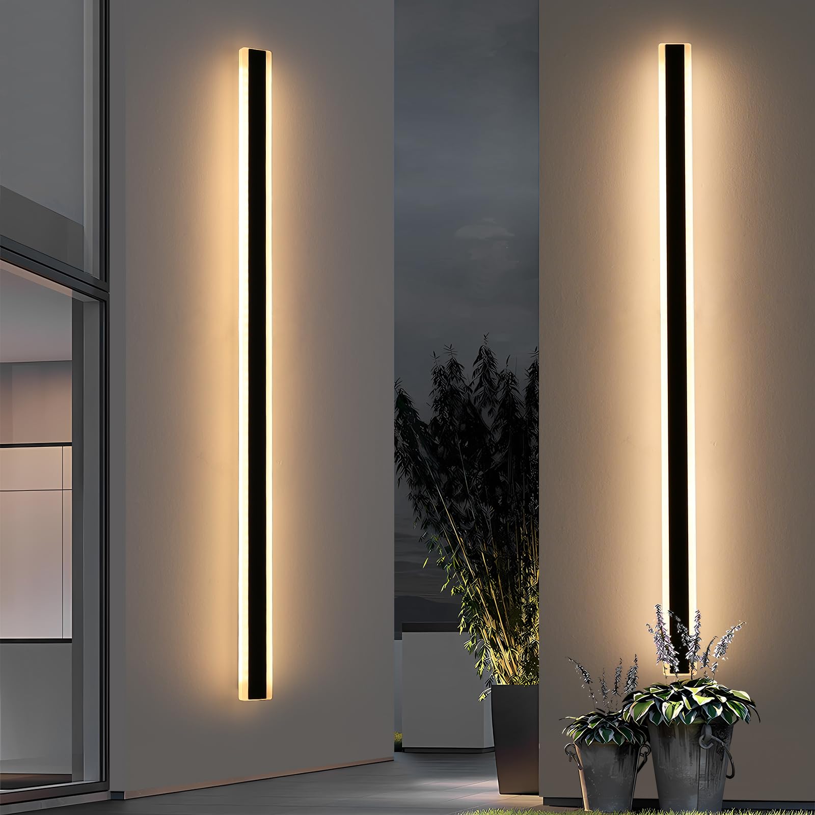 Mikeru 2Pack 71" LED Wall Light Fixtures, 3000K Warm White, IP65 Waterproof, Hardwired Outdoor Lighting for Garage and Shop