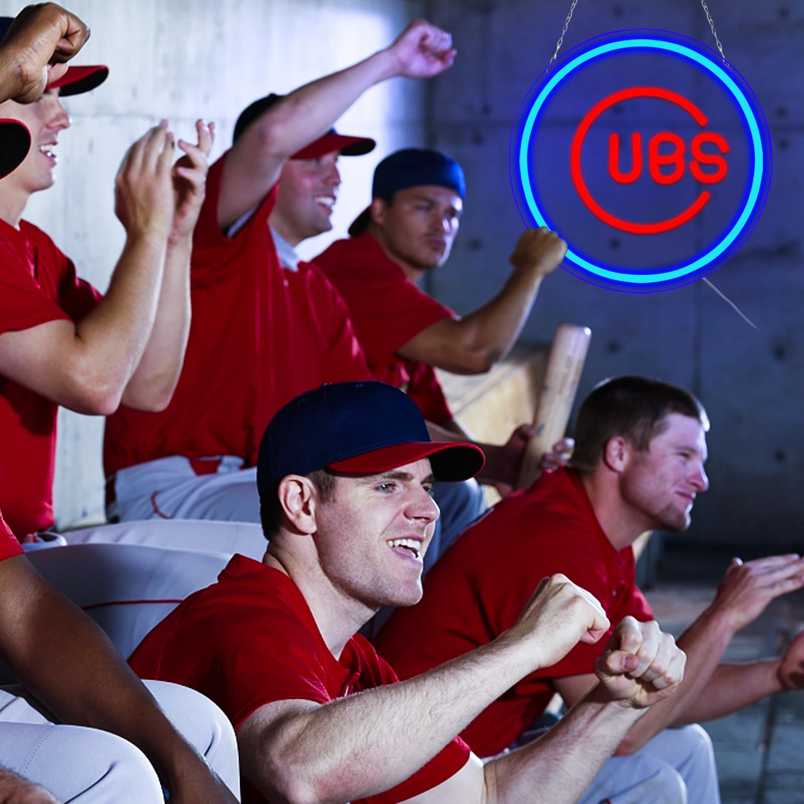 Balanar Neon Sign Baseball LED Light for Wall Decor, Acrylic, B-Baseball Team Model, Red, Ideal for Man Cave, Garage, Game Room