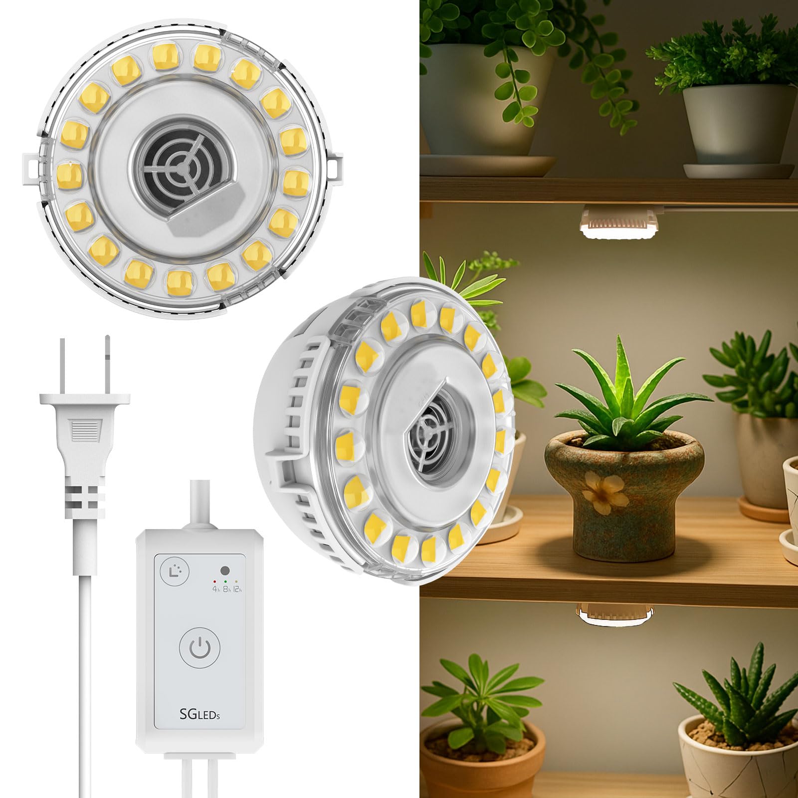 Plant Lights for Indoor Growing, 2 Pack 5W+5W Puck Grow Light, 150 Watt Equivalent,Small Full Spectrum High PPFD Mini Plant Grow