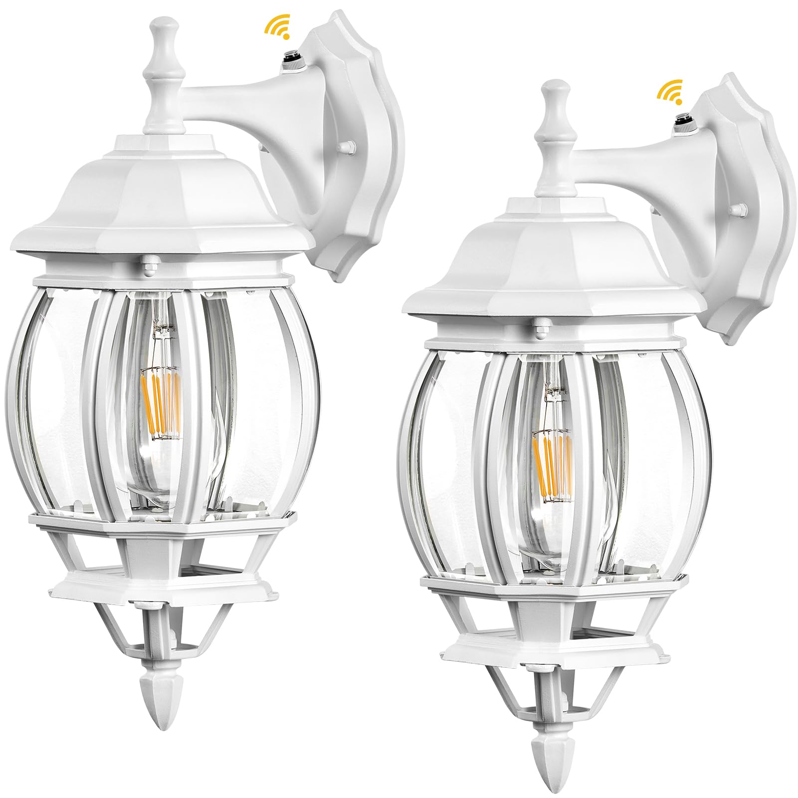VIANIS White Porch Lights Outdoor  2 Pack Dusk to Dawn Exterior Lighting Fixtures for House  Modern Outdoor Wall Sconce Lantern for Patio Coach  Anti-Rust Waterproof Outdoor Garage Lights Wall Mount