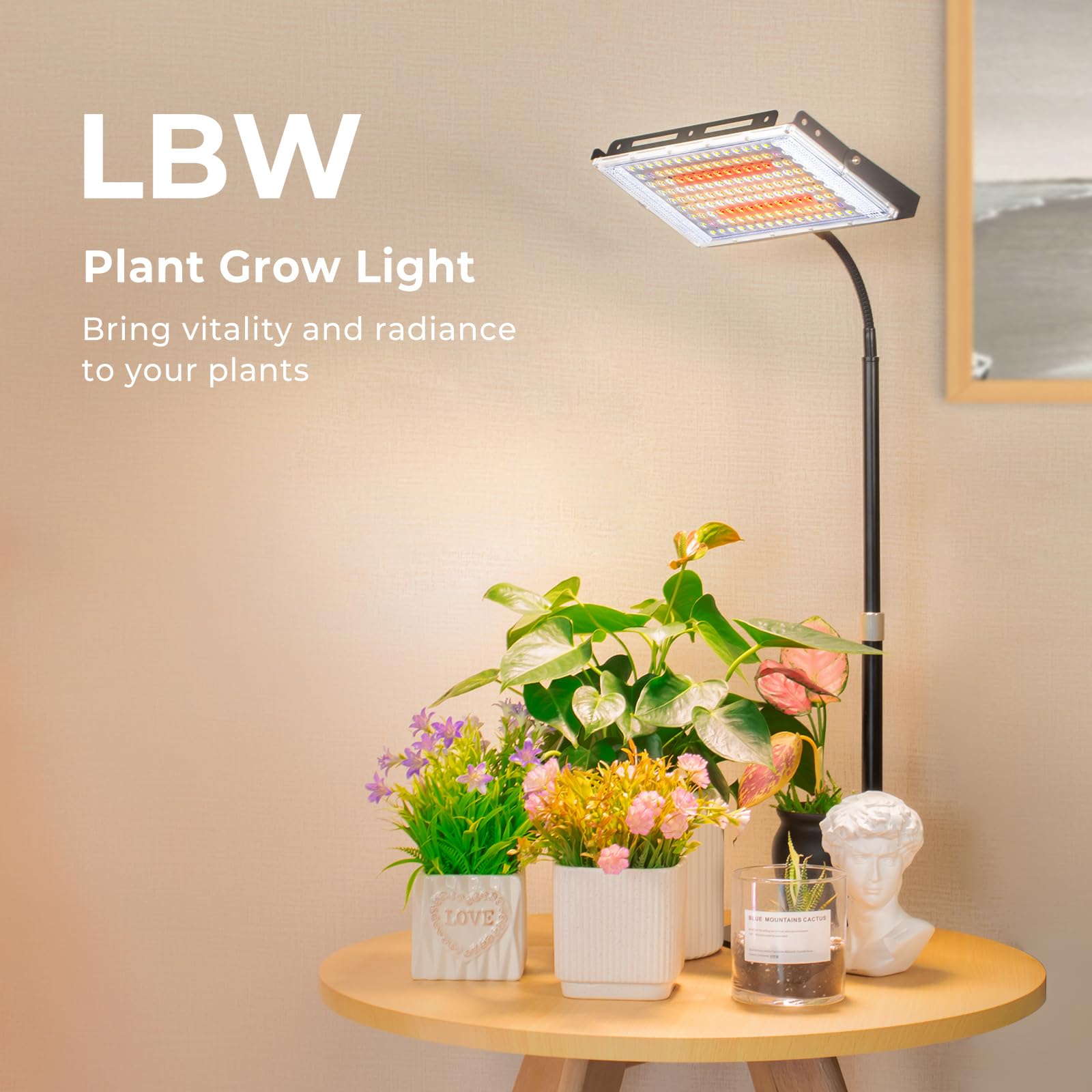 Lbw Grow Light For Indoor Plants,144 Led Full Spectrum Plant Light For Indoor Plants, Large Desk Grow Lamp With On/Off Switch, Height Adjustable, Flexible Gooseneck, Ideal For Indoor Grow