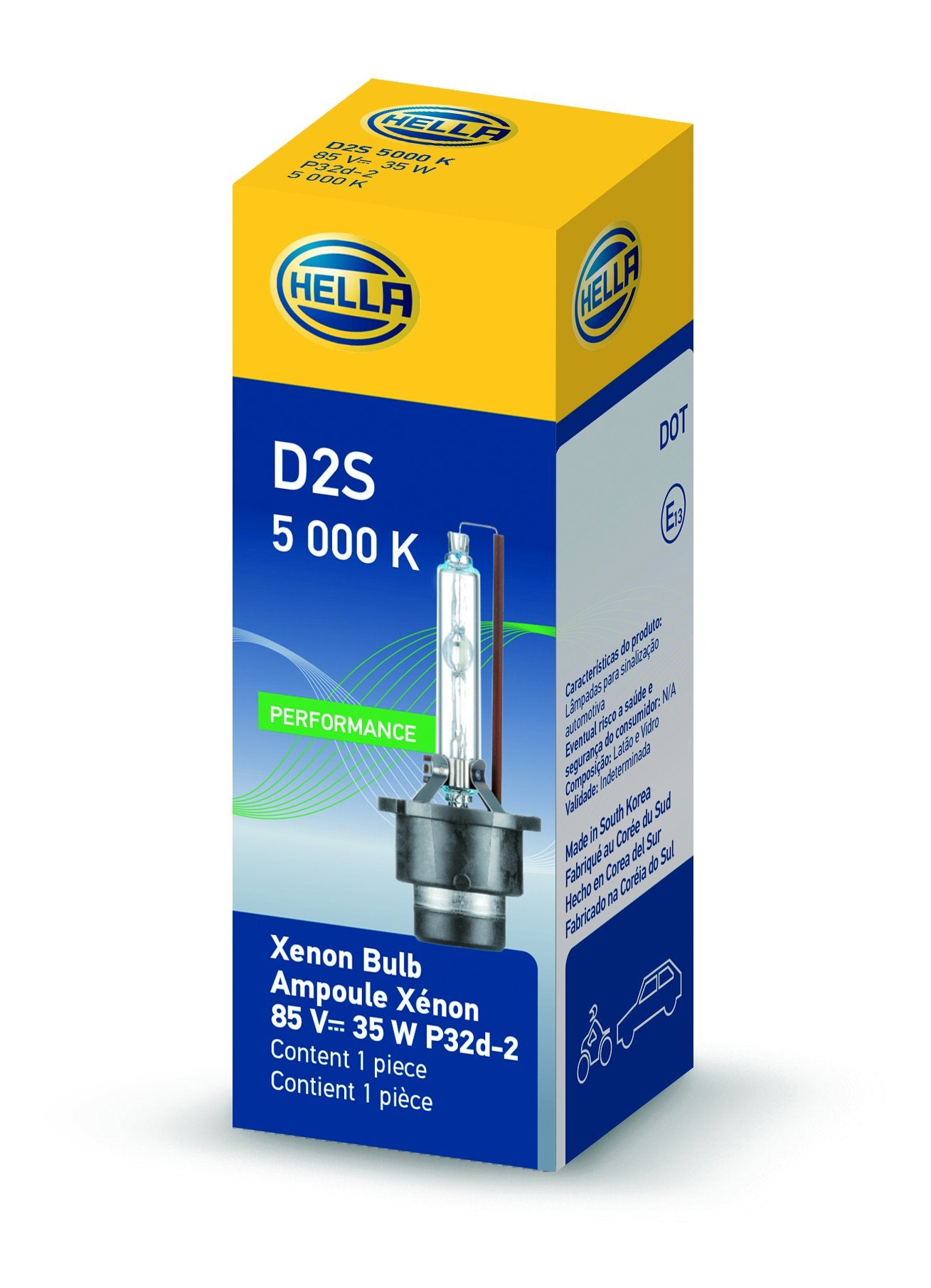 HELLA D2S 5000 K Xenon Performance Bulb, (85V, 35W)