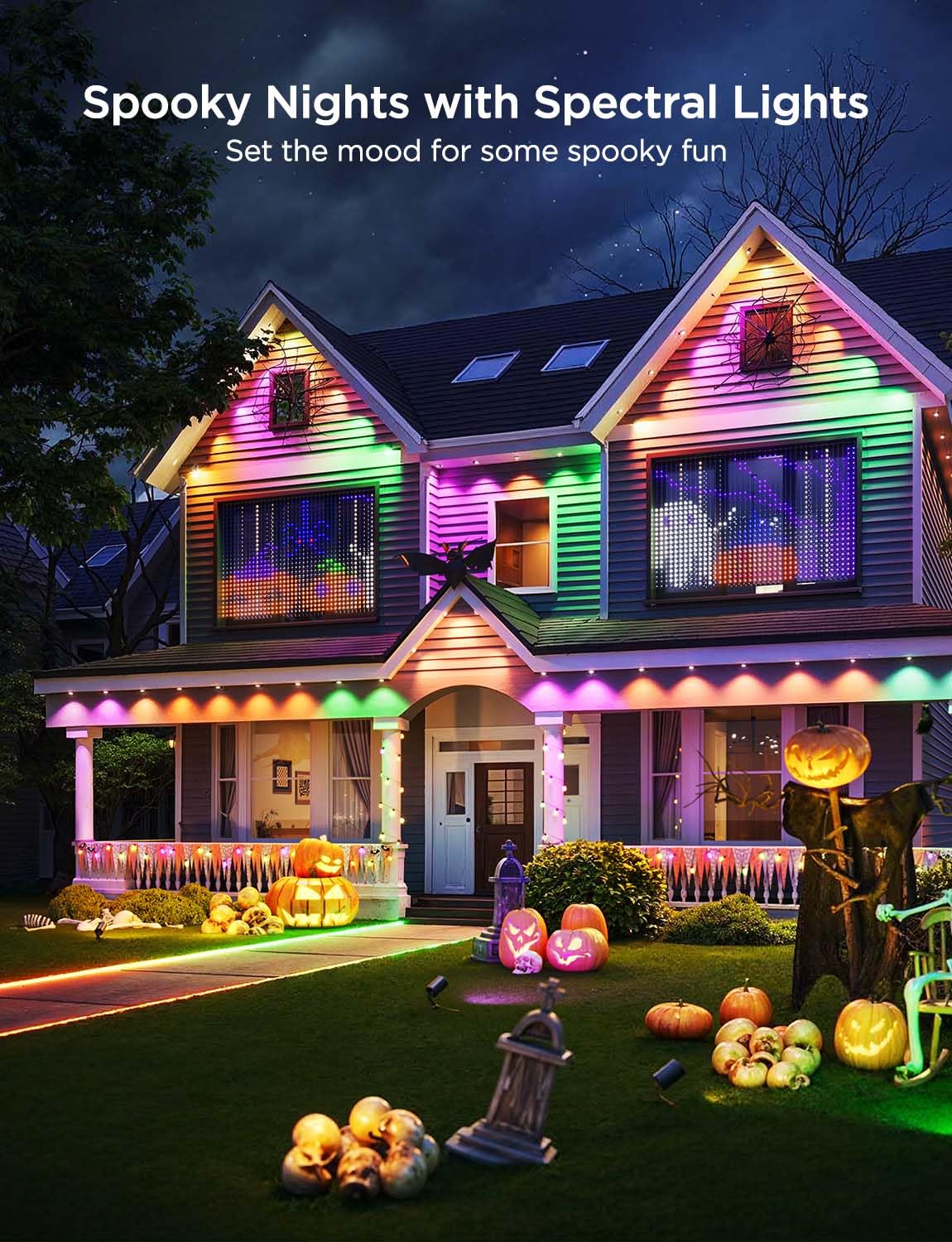 Govee 200ft Permanent Outdoor Lights Pro, 120 RGBIC LED, IP67 Waterproof, Works with Alexa/Google Assistant, White, Model H706C