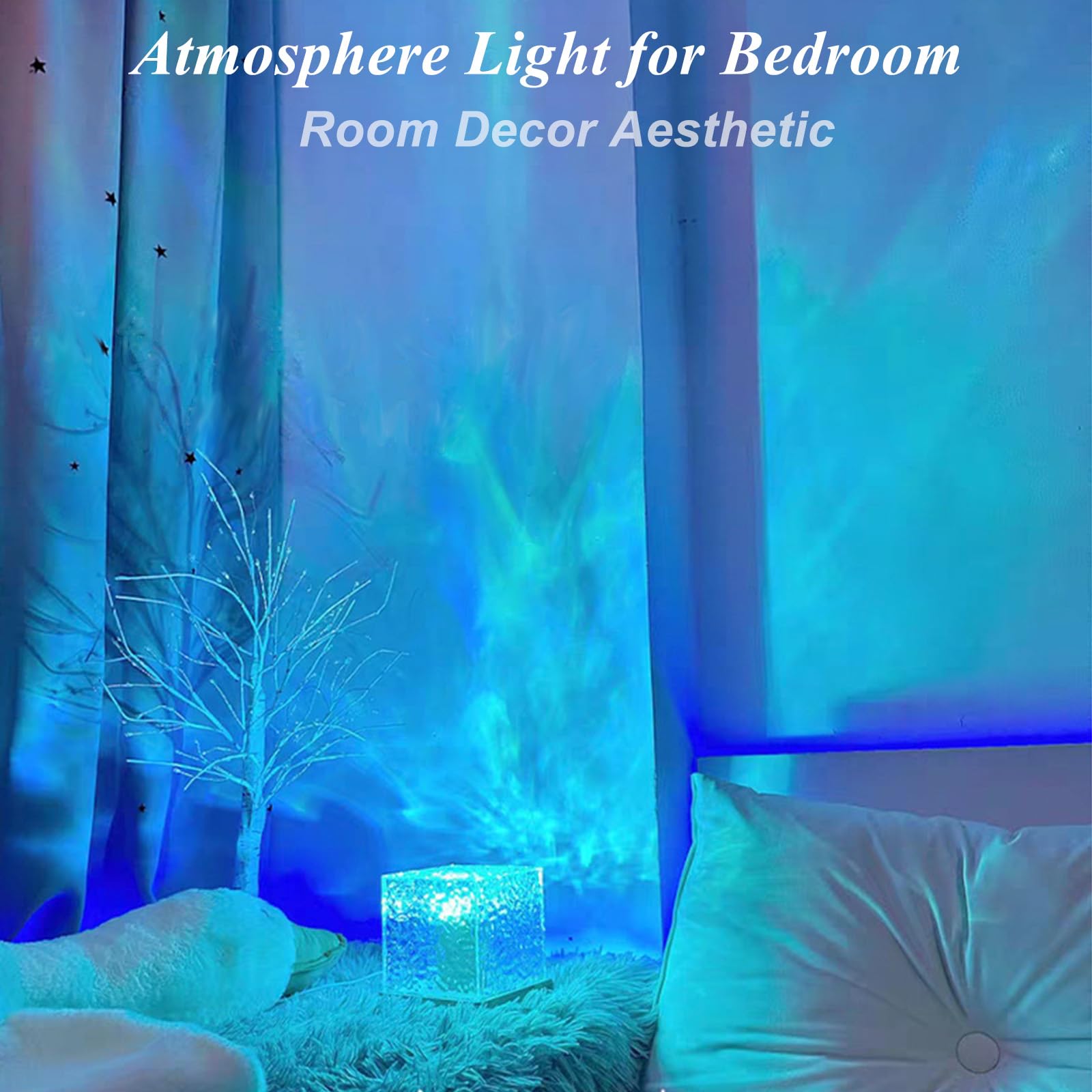 KidoYean 2Pack Ocean Lamp Projector - Cordless Rechargeable, 16 Colors, 4 Modes, Dimmable Northern Lights Mood Lighting for Bedroom