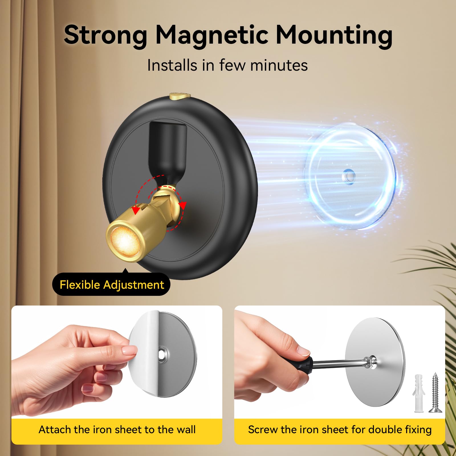 Ler0ktr Rechargeable LED Spotlight - Wireless Mini Accent Light, Dimmable, Timer Remote, 1 Pack, Black, Model SL-BG-11