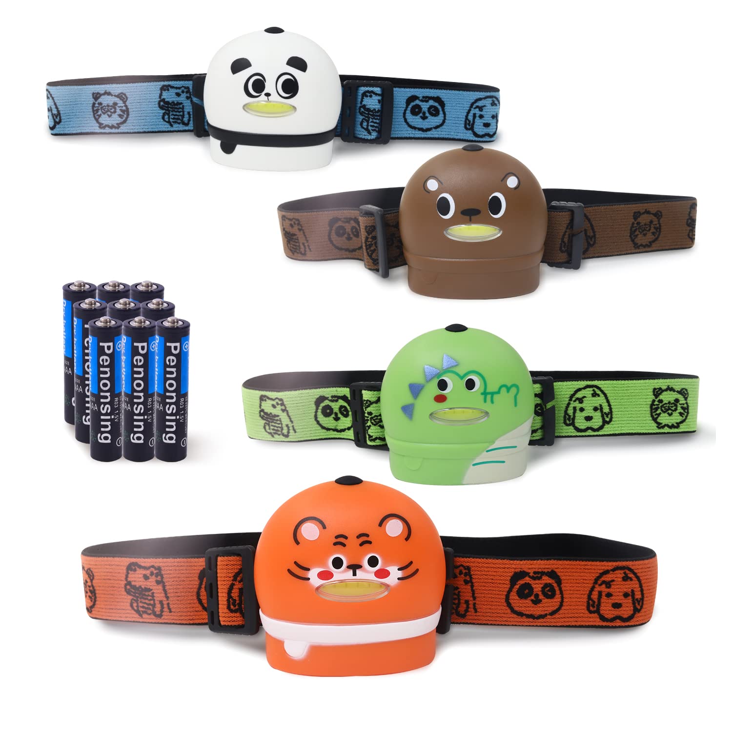 Kunhe Kids Headlamp 4 Pack - Colorful Camping Essentials For Boys & Girls, Perfect Christmas Gift