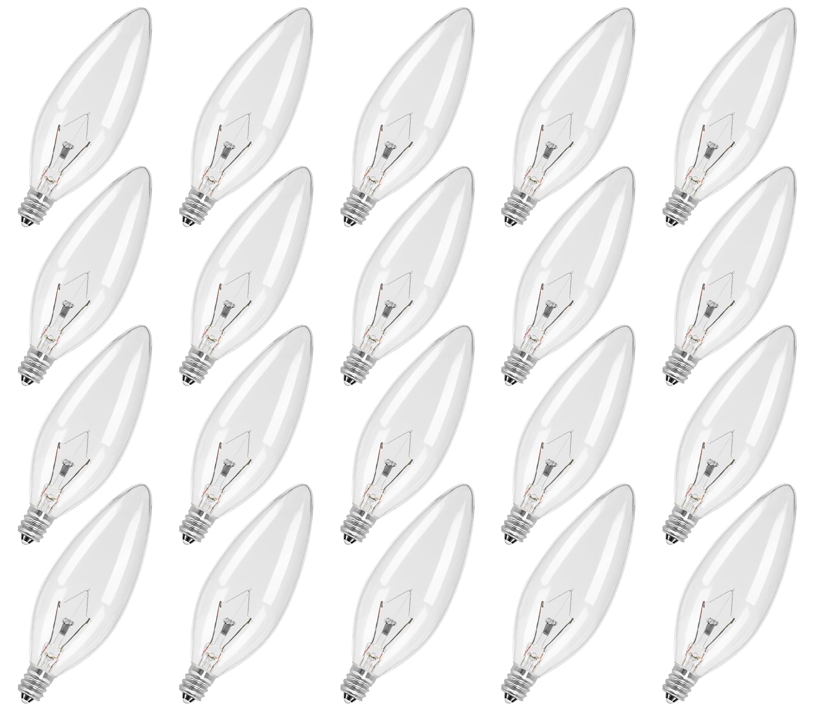 Colwatt 20-Pack E12 Candle Light Bulbs 25W Warm White 2500K, 240 Lumen Dimmable Chandelier Light Bulbs For Ceiling Fan, Pendants