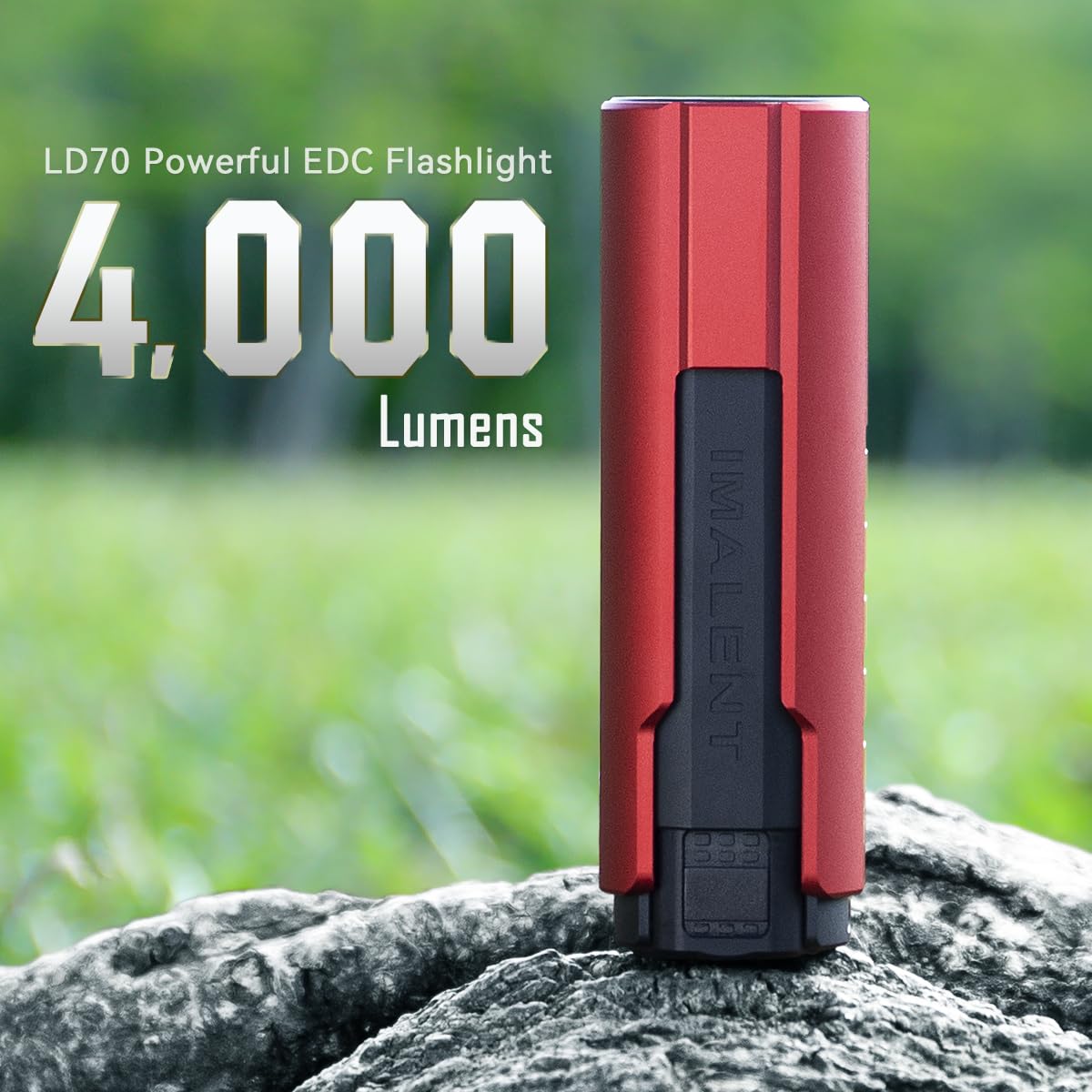 IMALENT LD70 EDC Flashlight, 4000 Lumens, Rechargeable, Aluminum, Red