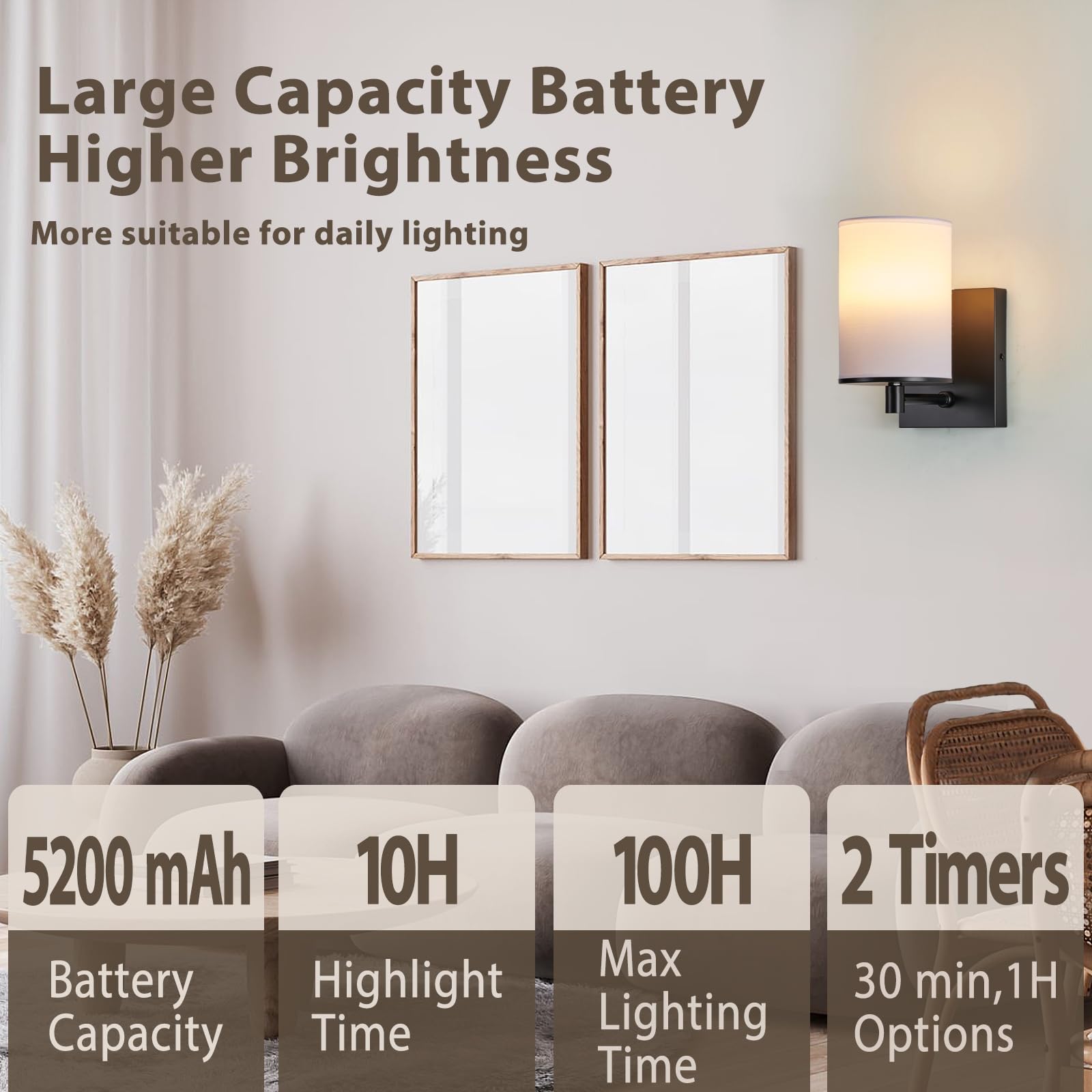 TERLEENART Battery Operated Wall Sconce Set of Two,13 RGB Colors Dimmable Rechargeable Wall Sconces with Remote Control,Wall Lig