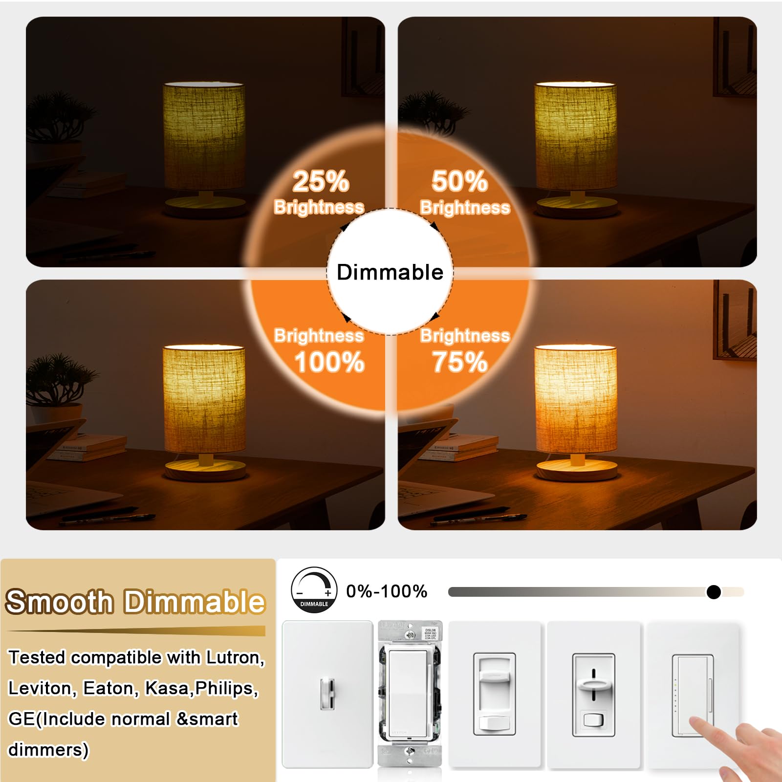 Novelux 5 Inch 2200K Edison Bulbs Amber Dimmable,Vintage Style Decorative Antique Light Bulb,T10 Long Tubular Light Bulbs,T9 6W