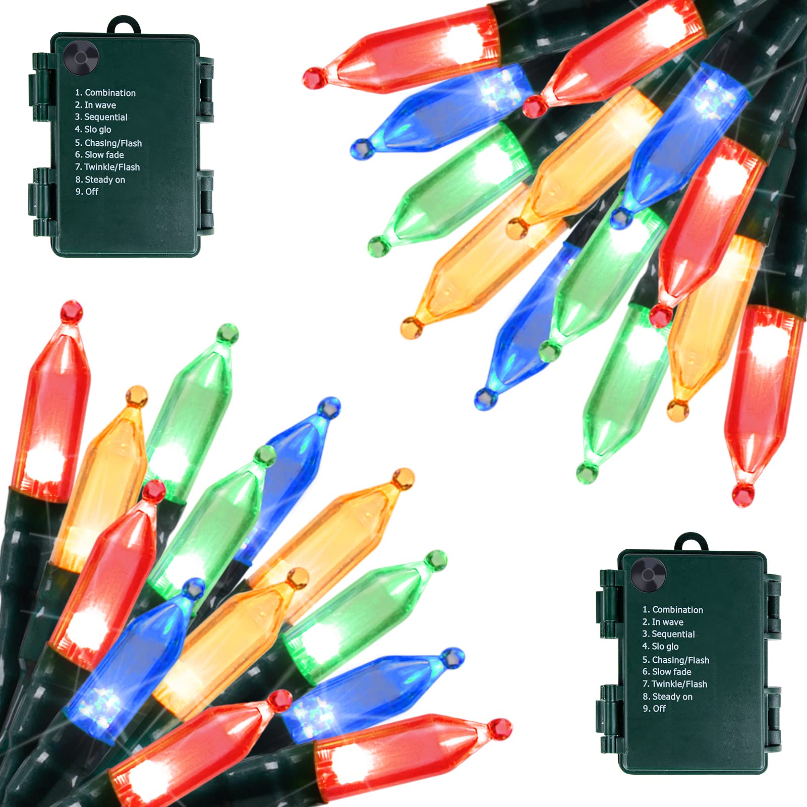 Brightown Christmas String Lights, 50 LED 2 Pack, Battery Operated, Multicolor, Indoor/Outdoor Use