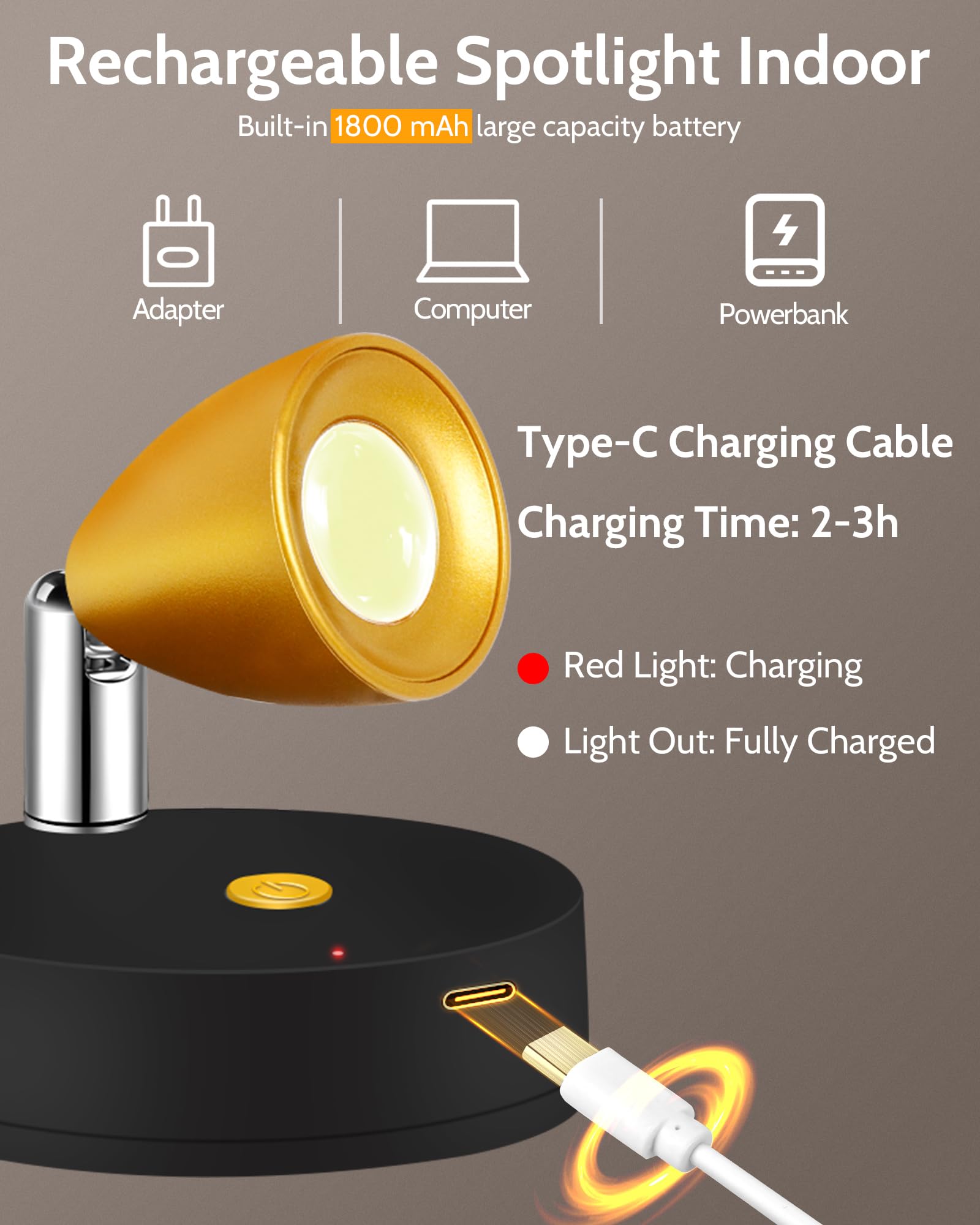 4 Pack Spot Lights Indoor, Rechargeable Wireless Plant Spotlight Indoor, 3 Cct Battery Operated Mini Spotlight, Ambient Lighting