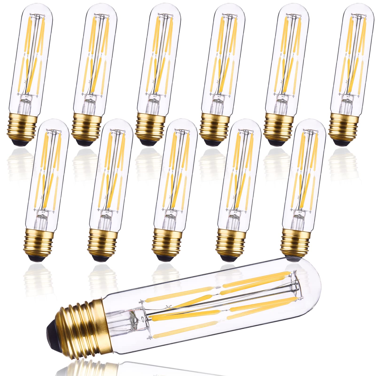 Create Bright E26 Led Bulb Neutral Light 4000K T10 Dimmable Light Bulbs 8W Equal 100W Candle Bulb,4.96 In,12 Packs