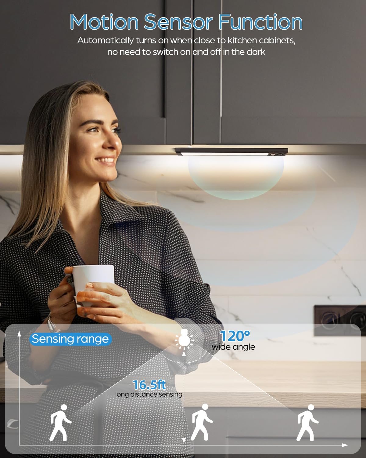 Hiboitec Closet Lights Motion Sensor Wireless Light 50 Led Rechargeable Dimmable Under Cabinet Lighting, Under Counter Light For Kitchen, Bedroom, Stair, Hallway, 2 Packs, Warm White Light, 10 Inch