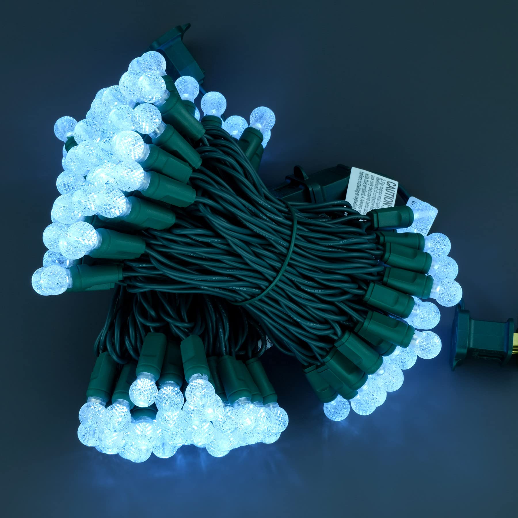 Yuletime Cool White One-Piece G12 Led Christmas Lights, Total 48 Feet 140 Count 2 Strands 24Ft 70Ct Waterproof Raspberry String