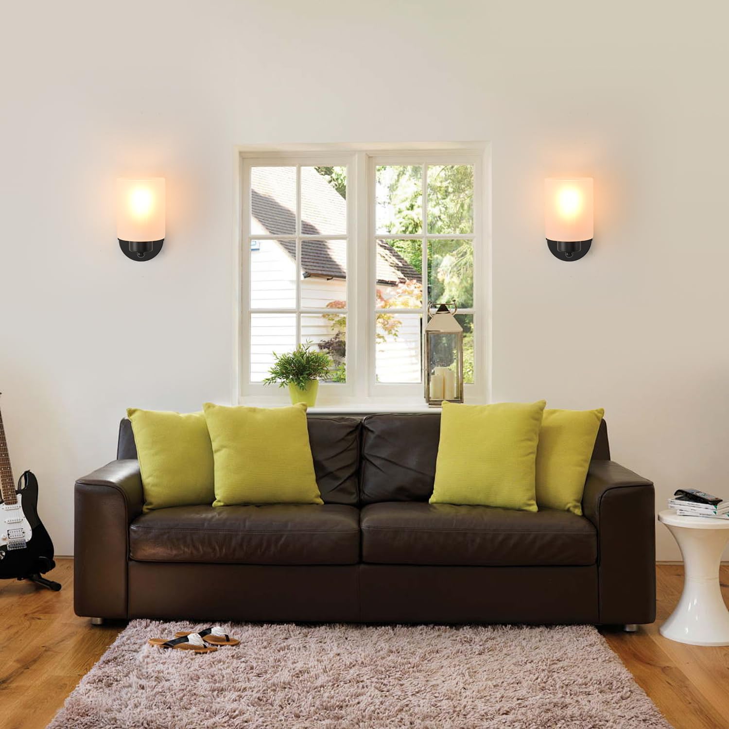 KENMI Metal Wall Sconces, 2 Pack, Matte Black, Clear Glass Shade, Model W12W