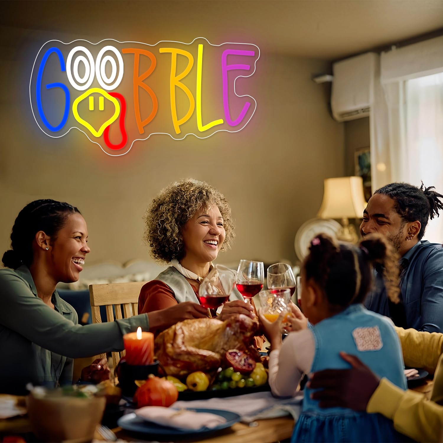 Turkey Neon Sign Thanksgiving Neon Sign For Wall Decor Dimmable Turkey Led Lights Gobble Neon Light Up Sign For Door Wall Art Window Home Party