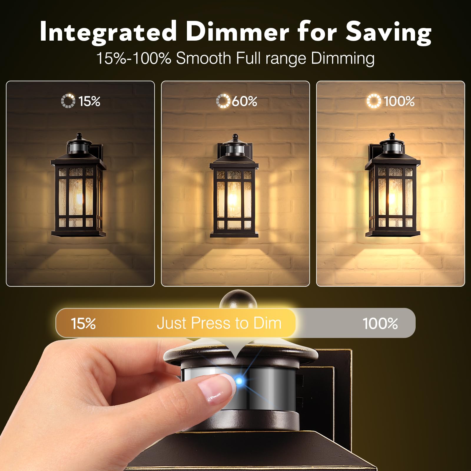 Opaxis Adjustable Sensitivity Motion Sensor Outdoor Lights  2 Packs Oil Rubbed Bronze Exterior Lighting Fixtures With Gold Trim  Orb Outdoor Garage Lights Wall Mount For House  Garage  Doorway  Coach