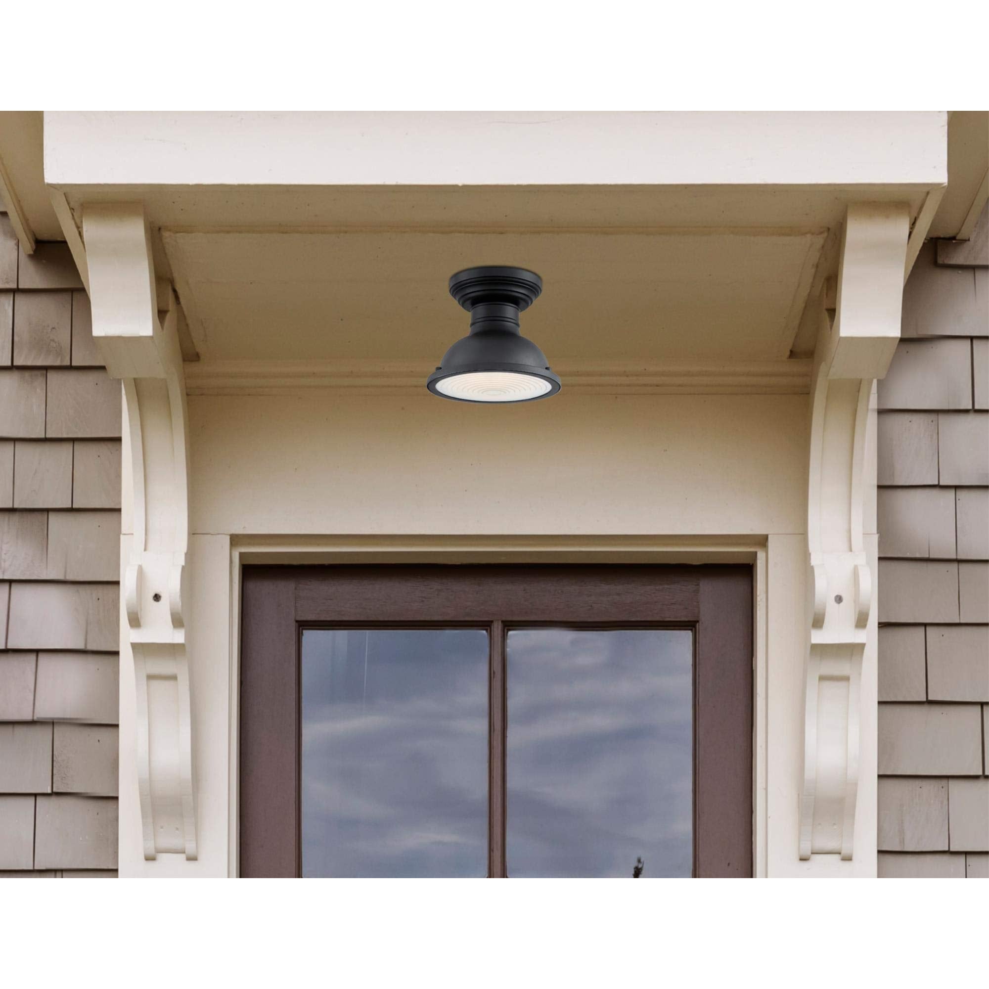 Westinghouse Orson Outdoor Ceiling Light, One-Light, Vintage-Style, Metal, 9 Inch, Textured Black Finish, Model 6113200