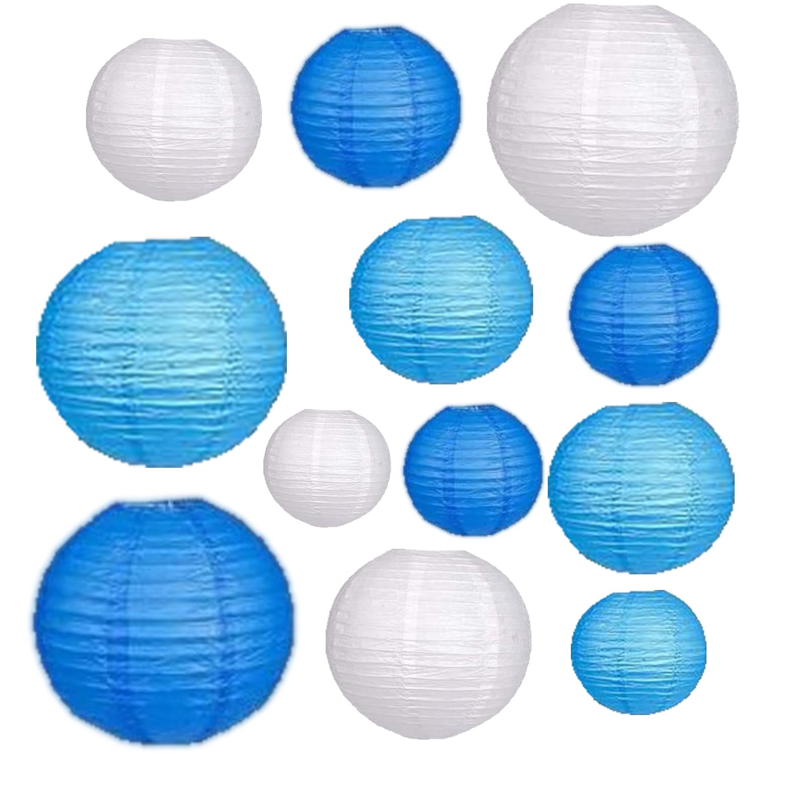12Pcs Paper Lanterns 6   , 8   , 10   , 12   ,Paperlanterns Party Decoration, Blue Paper Lanterns for Wedding, Bridal, Birthday,