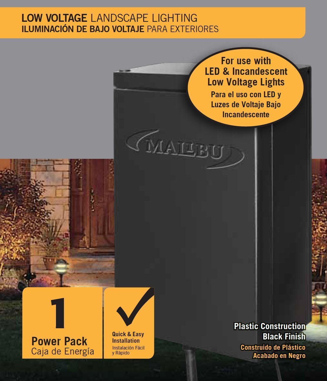 Malibu 45W Power Pack with Sensor & Weather Shield for Low Voltage Outdoor Lighting - Model 8100-9045-01, Black