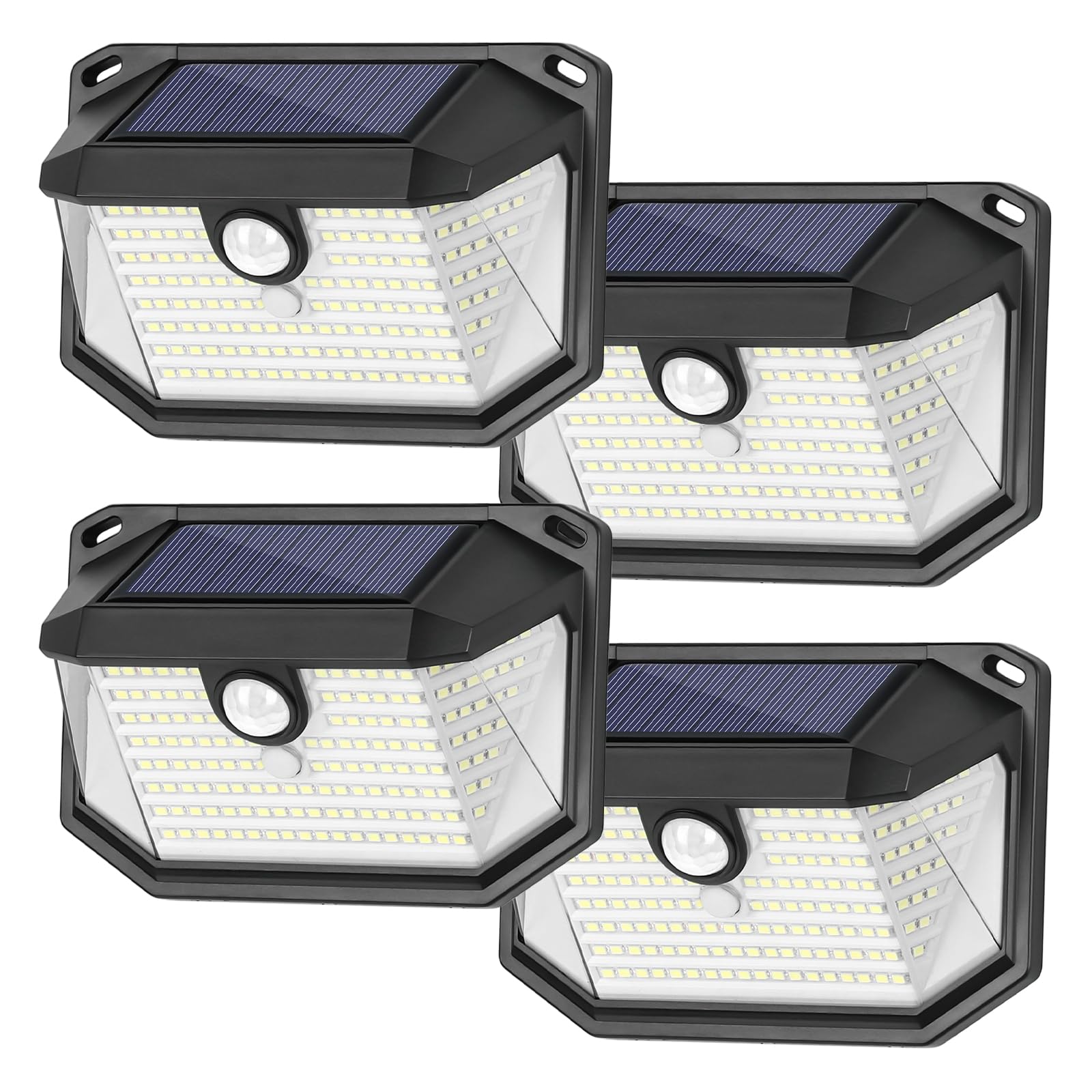 4-Pack Solar Wall Lights Outdoor with 3 Modes & Reflector, Waterproof Bright 178 LEDs Motion Sensor Security Lights, Solar Power