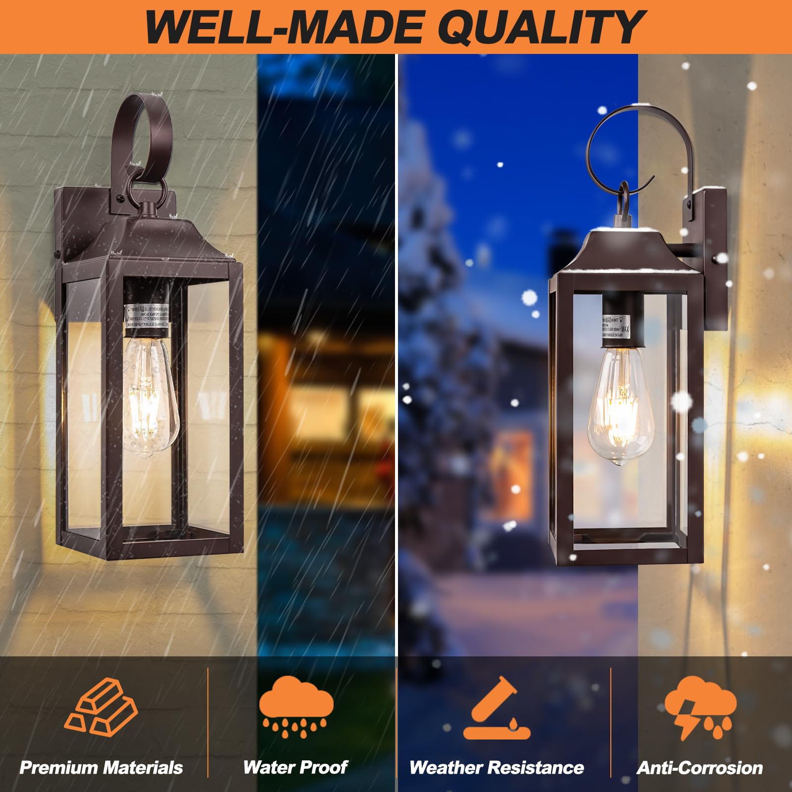 Yolsunes 15&quot; Outdoor Wall Sconces - Oil Rubbed Bronze Waterproof Lanterns, Modern Design
