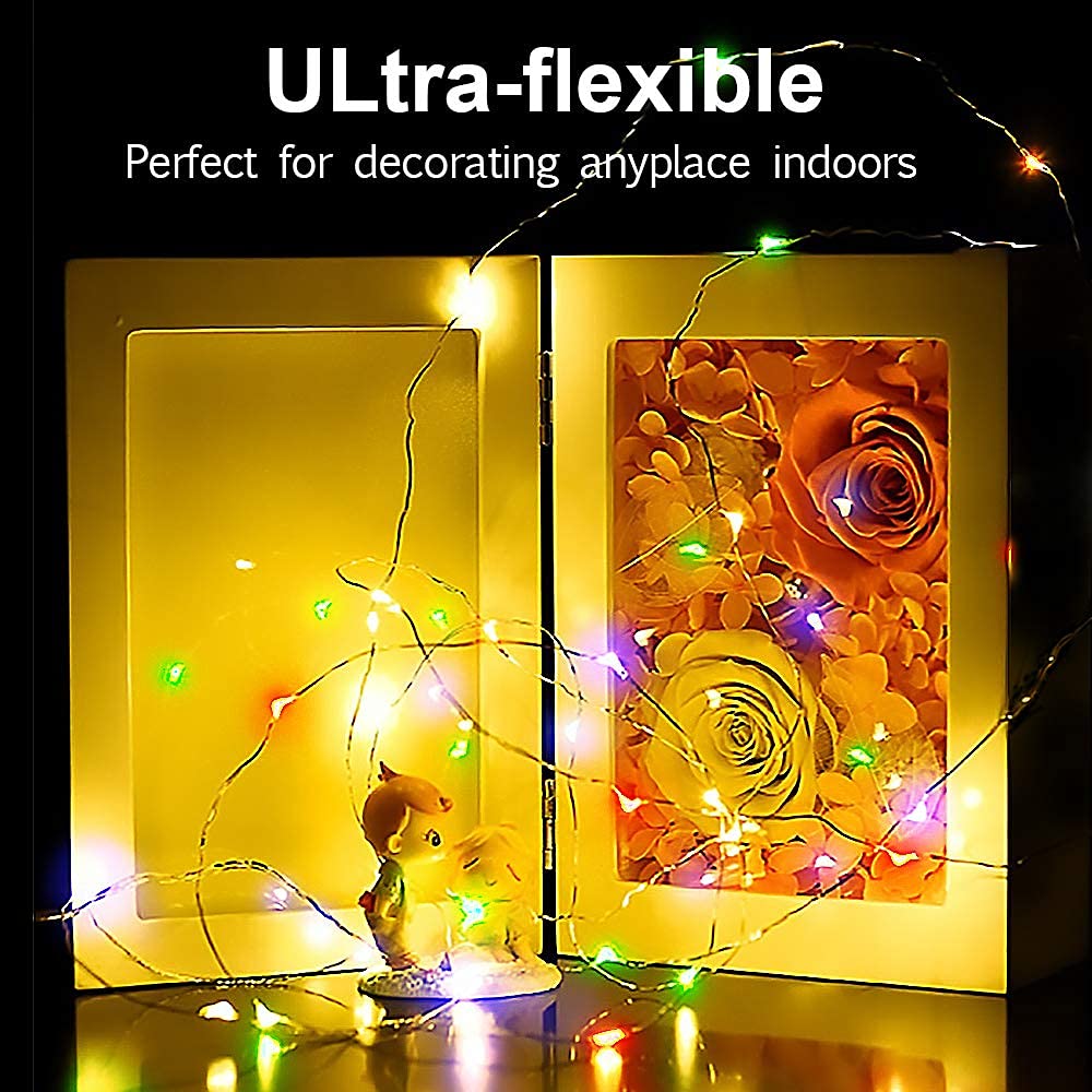 Buways 2 Pack 75 Led 24.6Ft Battery Operated Fairy String Lights With Remote, 8 Modes Silver Wire Firefly Lights For Christmas Party Bedroom Indoor Outdoor Decor (Multi-Color)