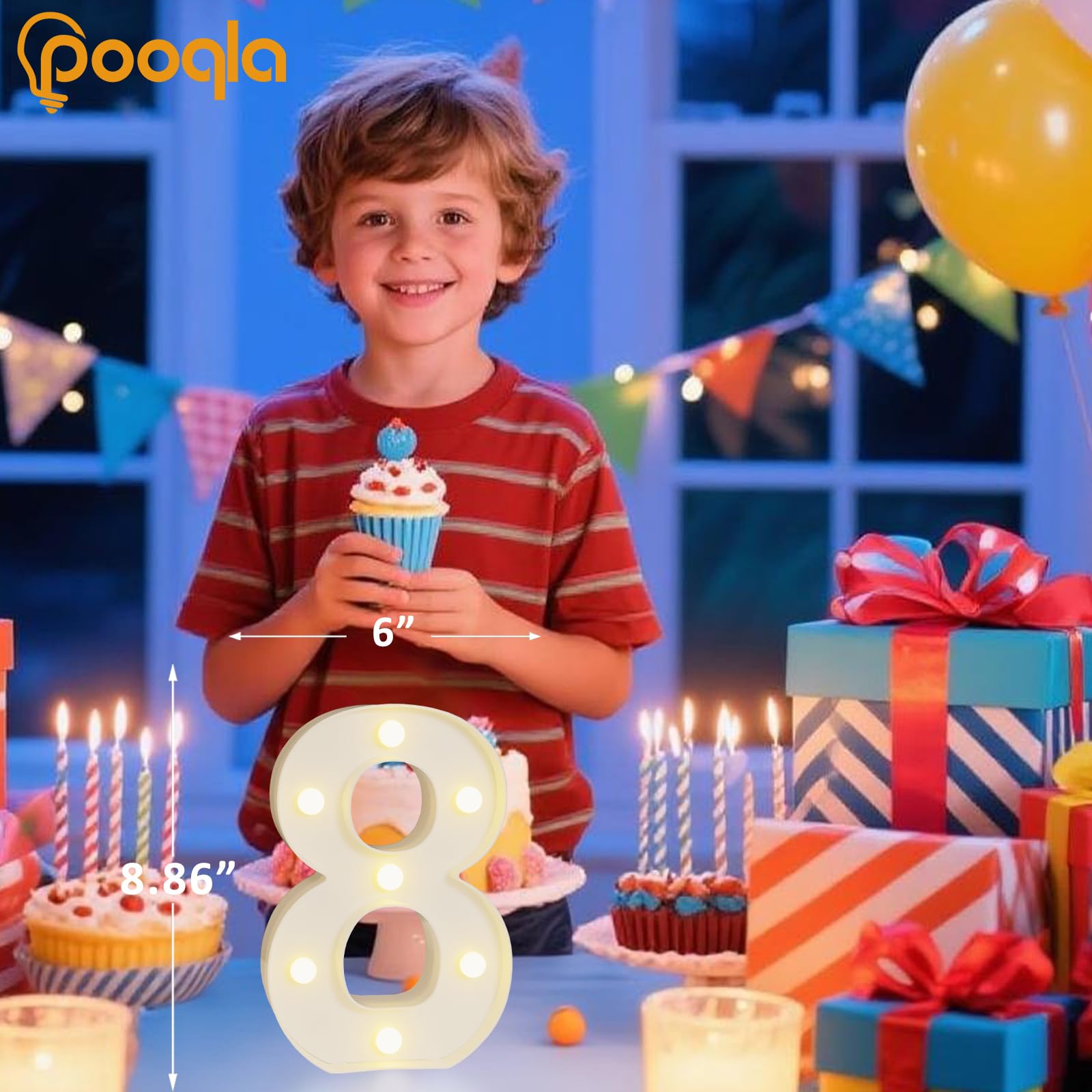 Pooqla Colorful Lighted Numbers With Remote  35 Colors Light Up Numbers For Party  Rgb Led Marquee Number Lights Gift For Girls Boys 8Th Birthday Decoration Wedding Bar Night Light Home Decor Number 8